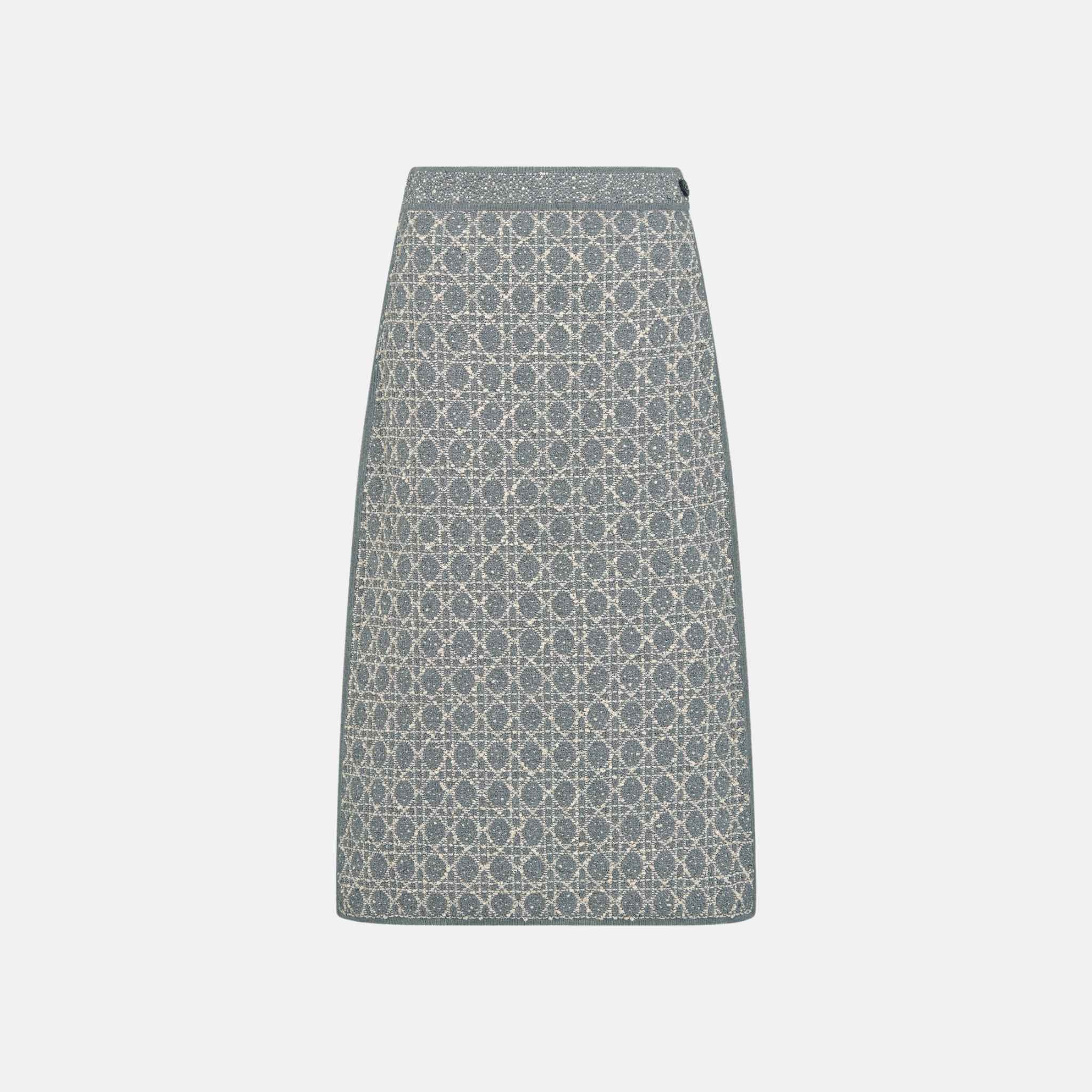 Dior Mid Length Macrocannage Skirt In Cotton Blend Tweed, Front