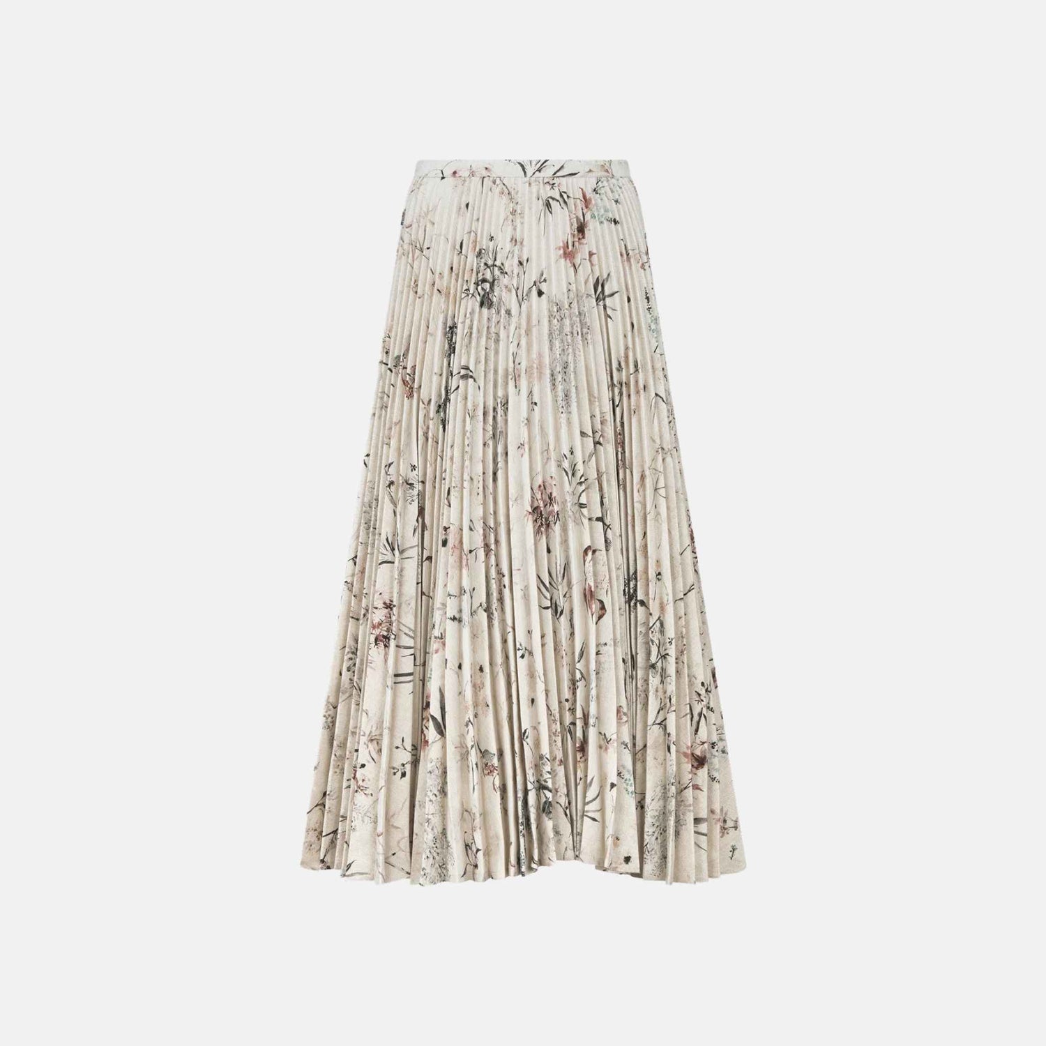 Dior Mid Length Pleated Skirt In Cotton Linen Denim, Front