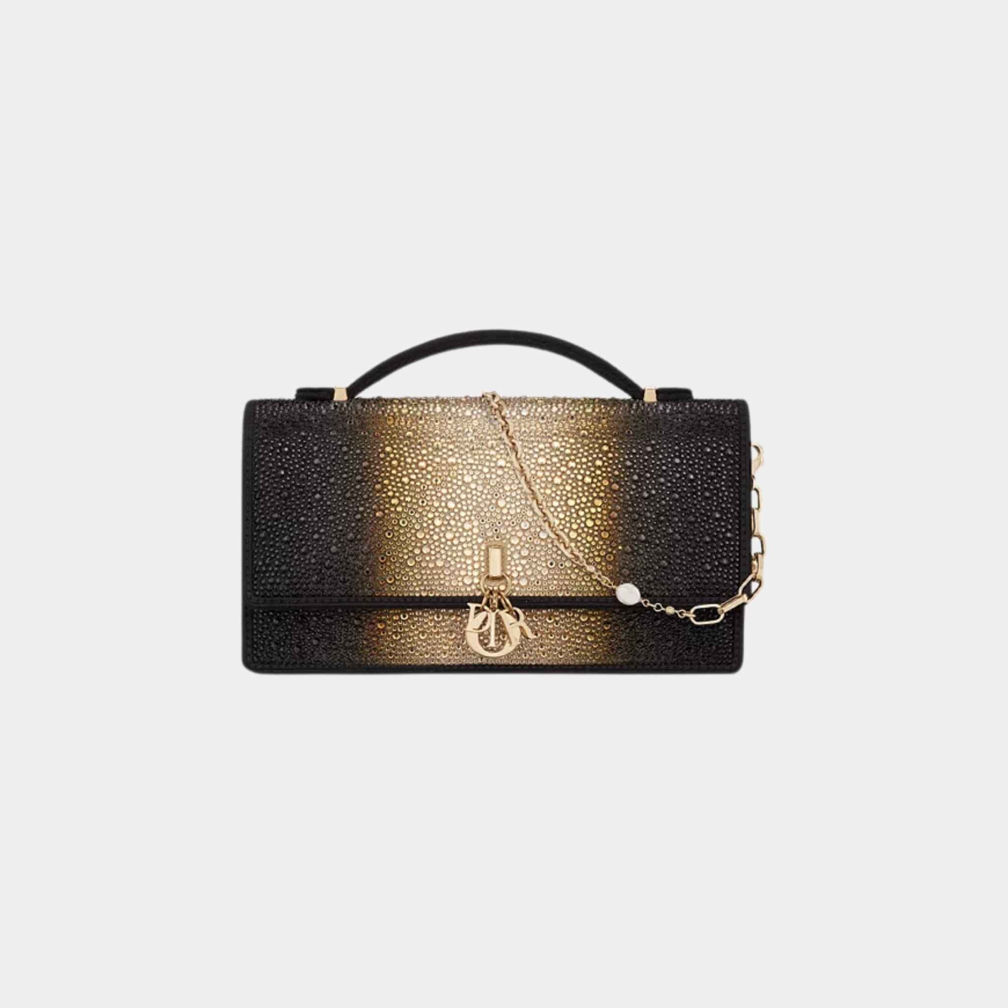 Dior Or My Dior Mini Bag Gradient Gold-Tone And Black Strass, Front