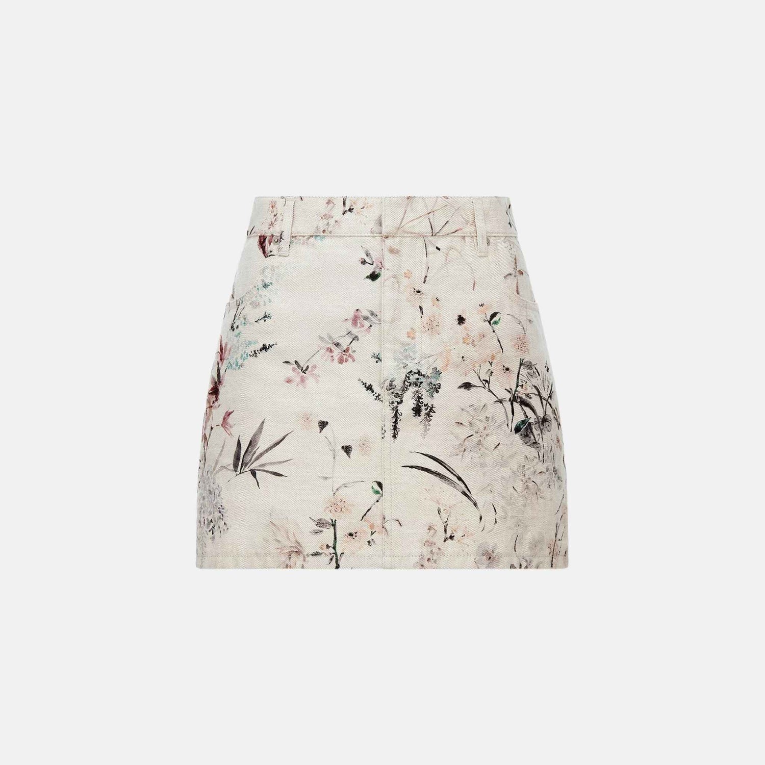 Dior Miniskirt In Cotton And Linen Denim, Front
