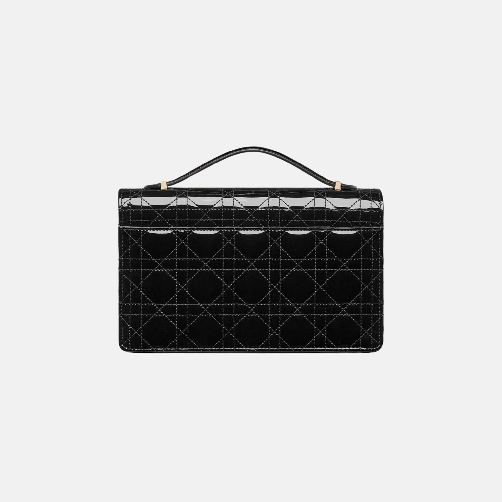 Dior My Dior Top Handle Bag In Patent Cannage Calfskin, Black, Back