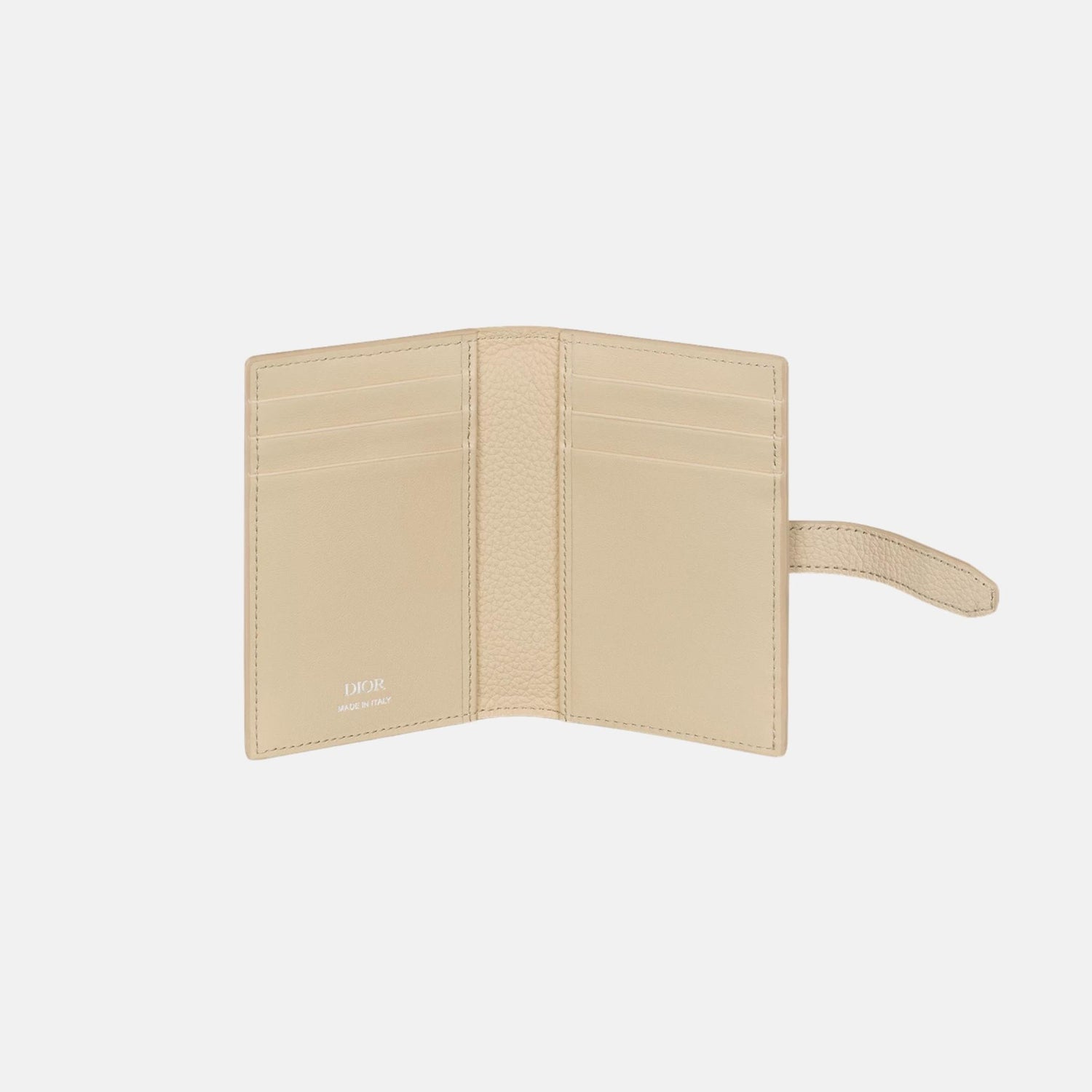 Dior Normandie Vertical Bifold Card Holder In Icons Calfskin, Beige, Inside