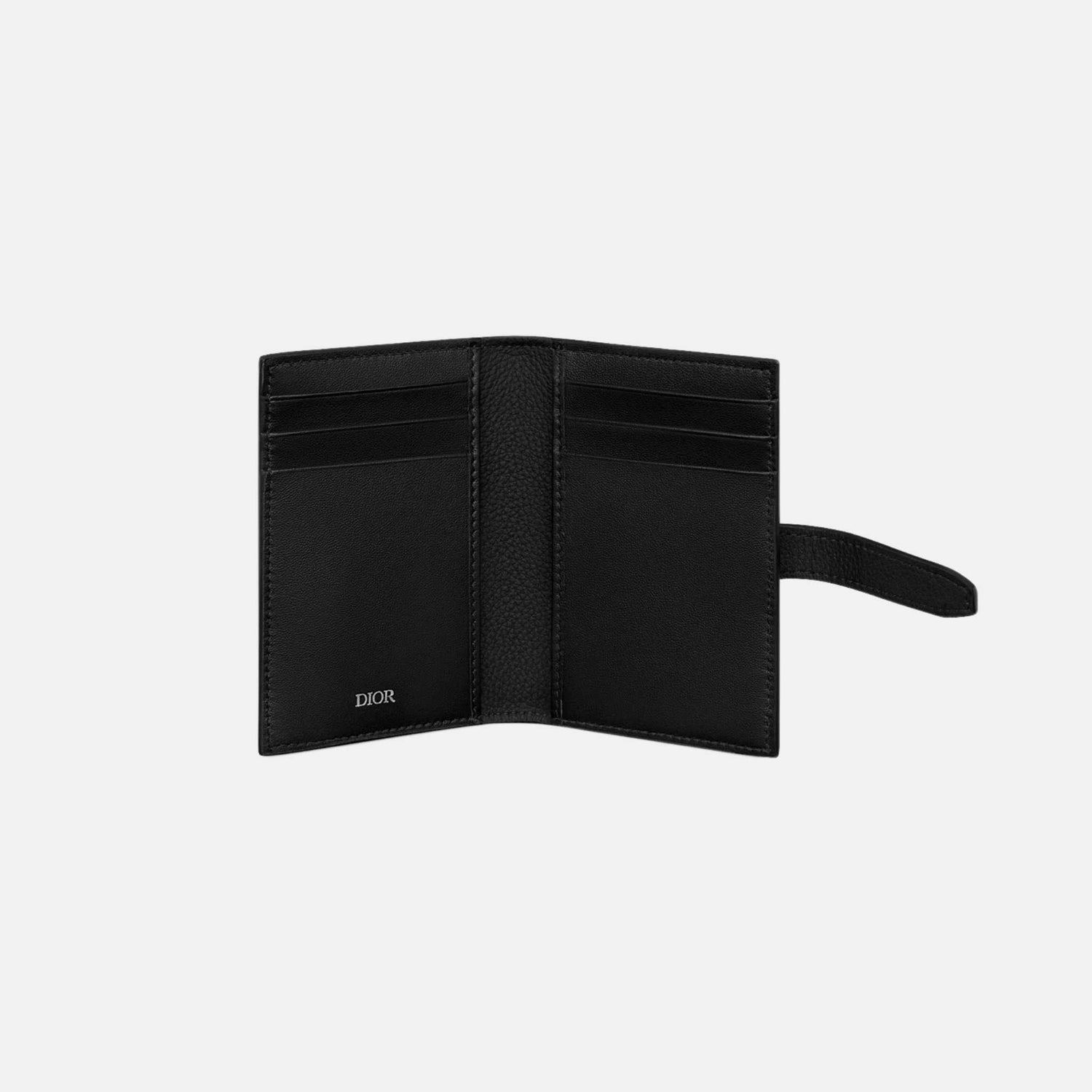 Dior Normandie Vertical Bifold Card Holder In Icons Calfskin, Black, Inside