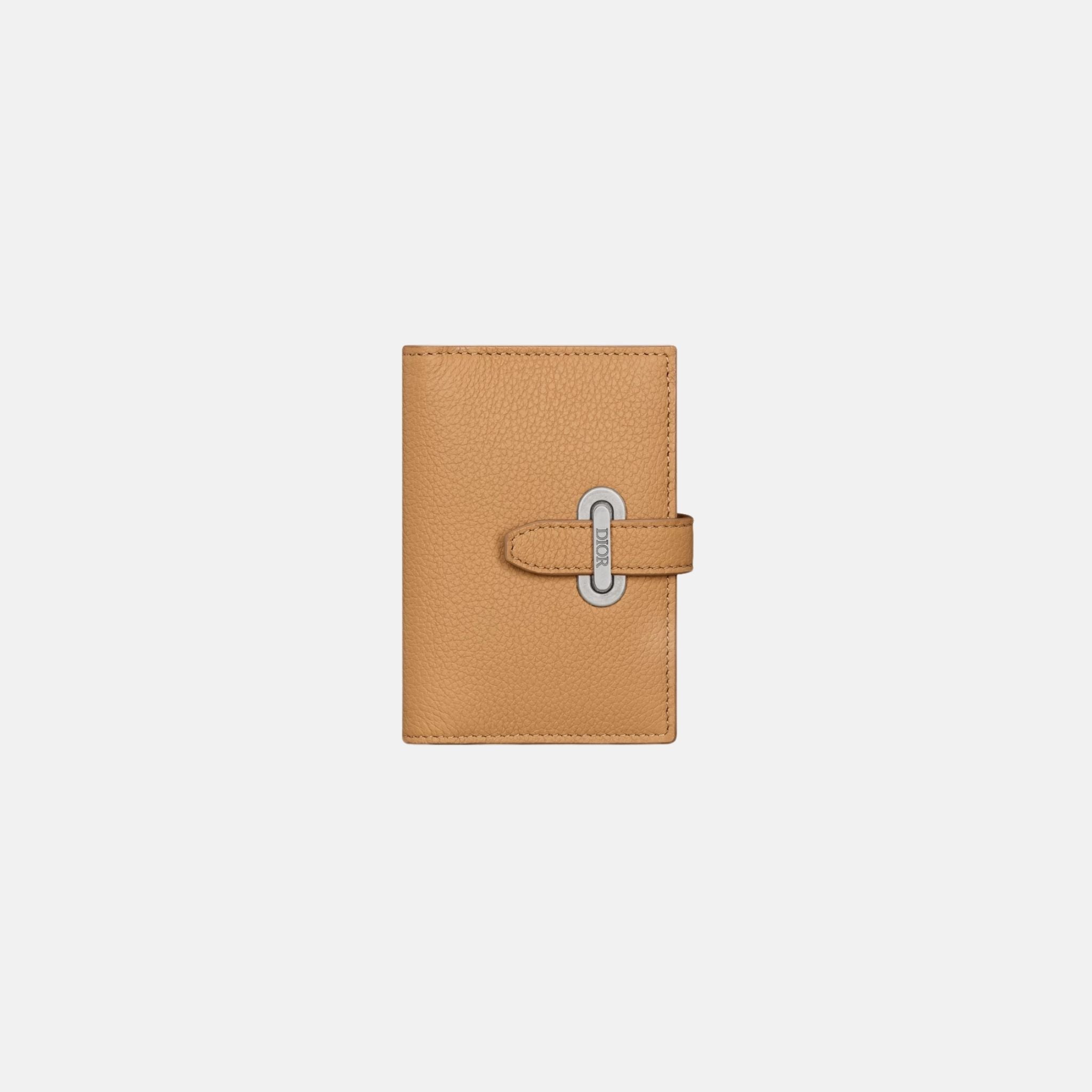 Dior Normandie Vertical Bifold Card Holder In Icons Calfskin, Brown, Front