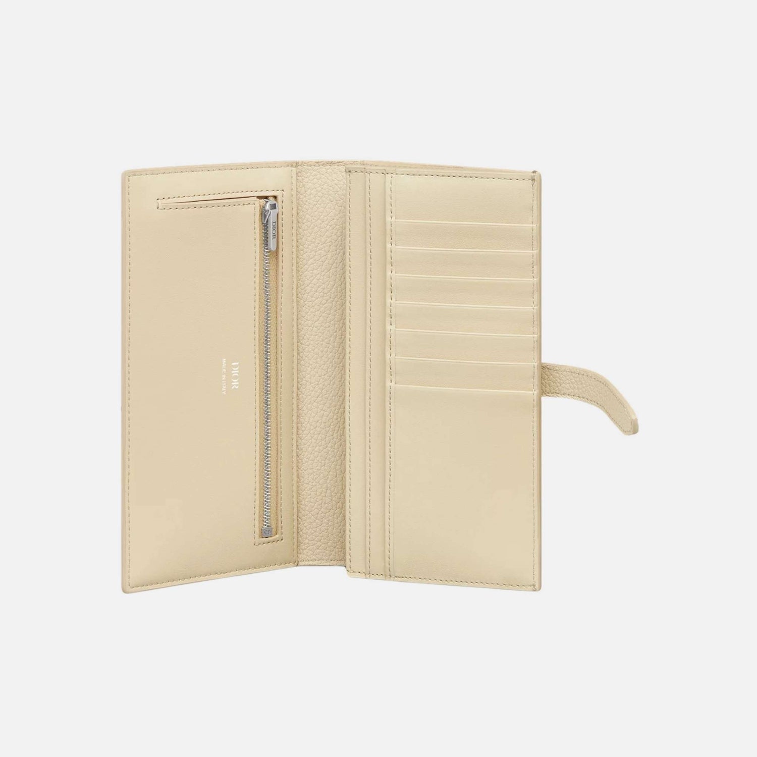 Dior Normandie Vertical Bifold Wallet In Icons Calfskin, Beige, Inside