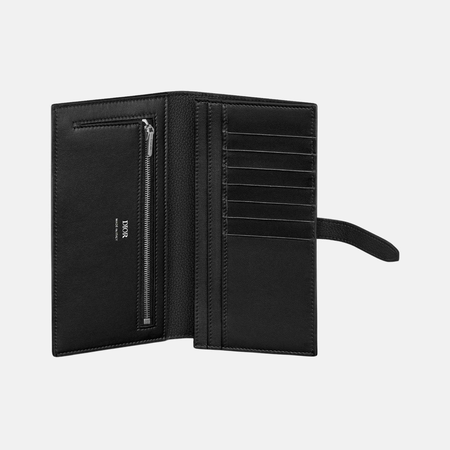 Dior Normandie Vertical Bifold Wallet In Icons Calfskin, Black, Inside