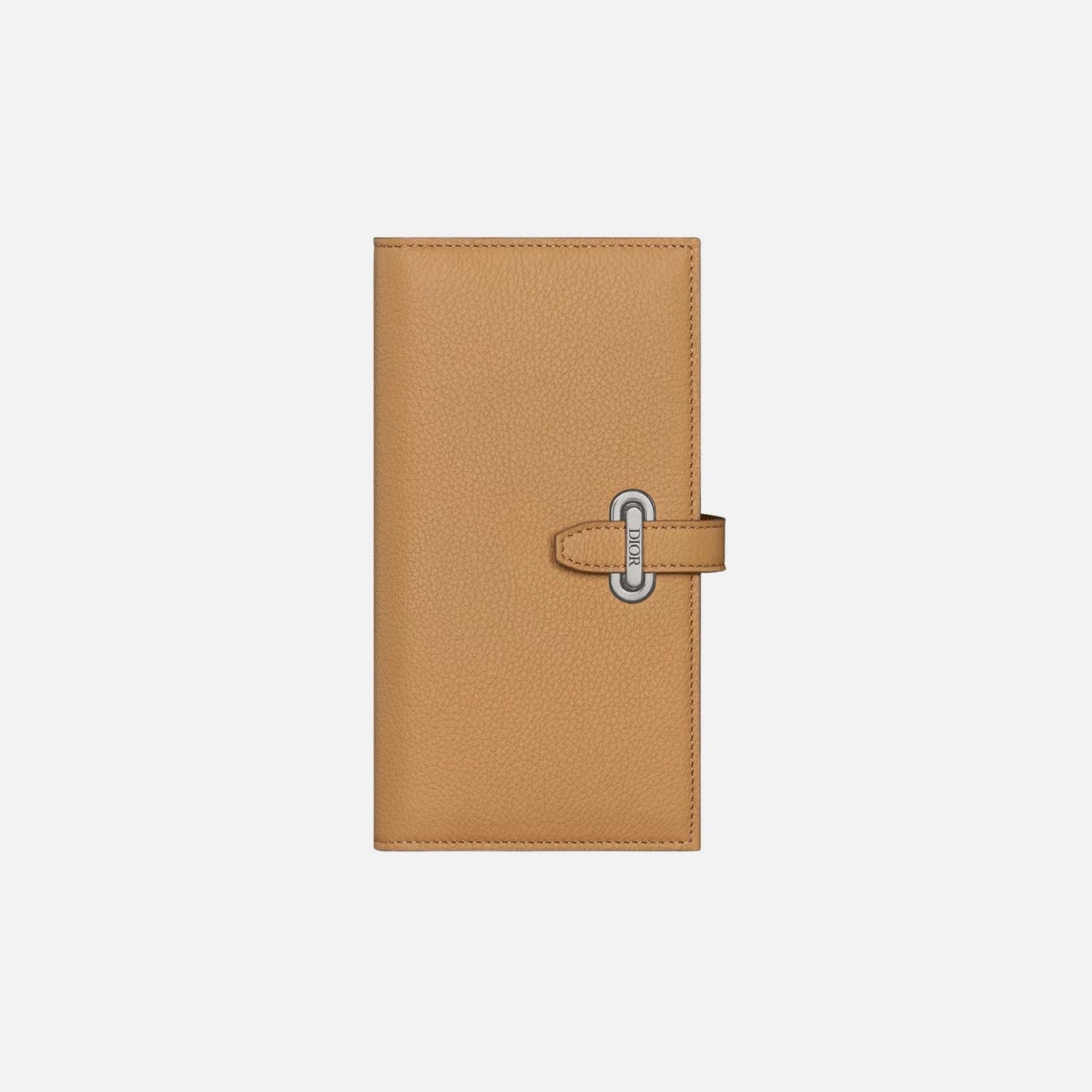 Dior Normandie Vertical Bifold Wallet In Icons Calfskin, Brown, Front