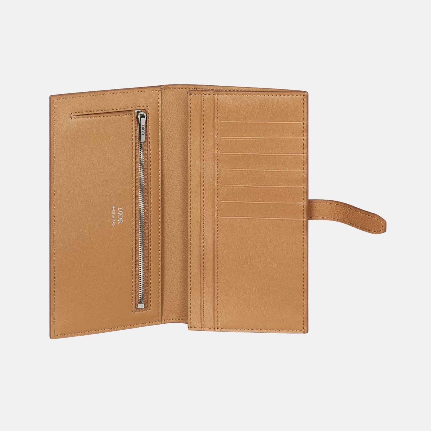 Dior Normandie Vertical Bifold Wallet In Icons Calfskin, Brown, Inside