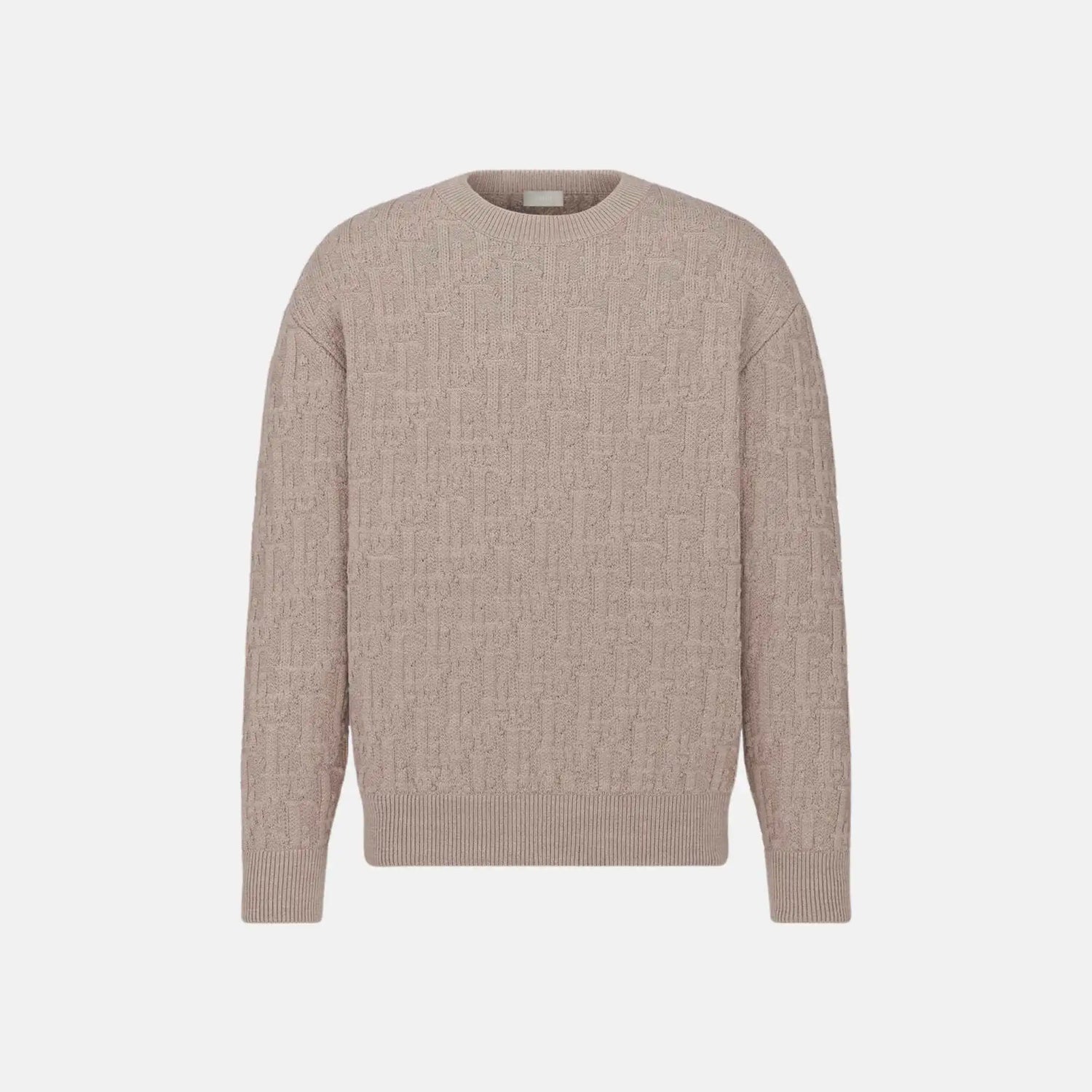 Dior Oblique Sweater In Cotton Blend Jacquard, Beige, Front