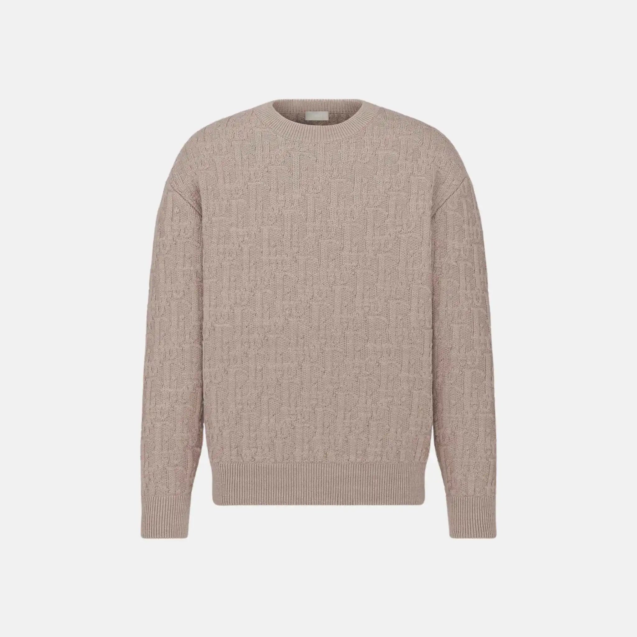 Dior Oblique Sweater In Cotton Blend Jacquard, Beige, Front