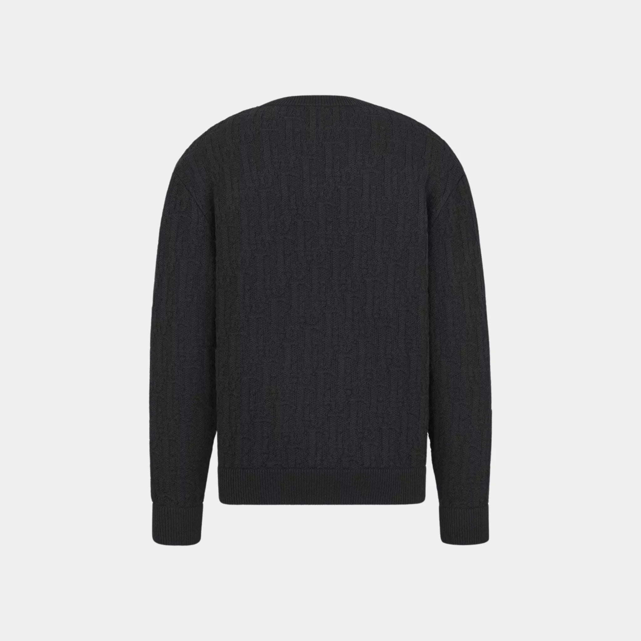 Dior Oblique Sweater In Cotton Blend Jacquard, Black, Back