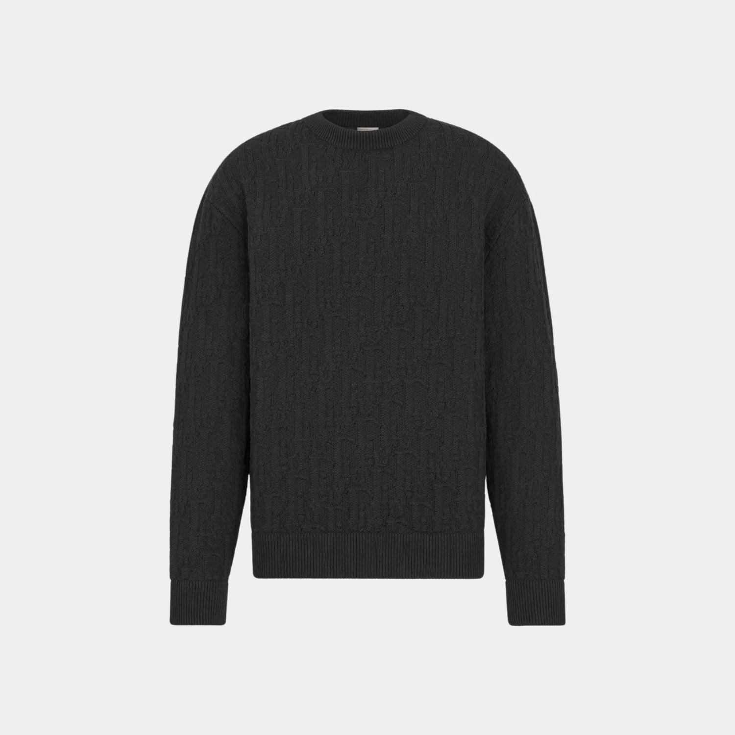 Dior Oblique Sweater In Cotton Blend Jacquard, Black, Front