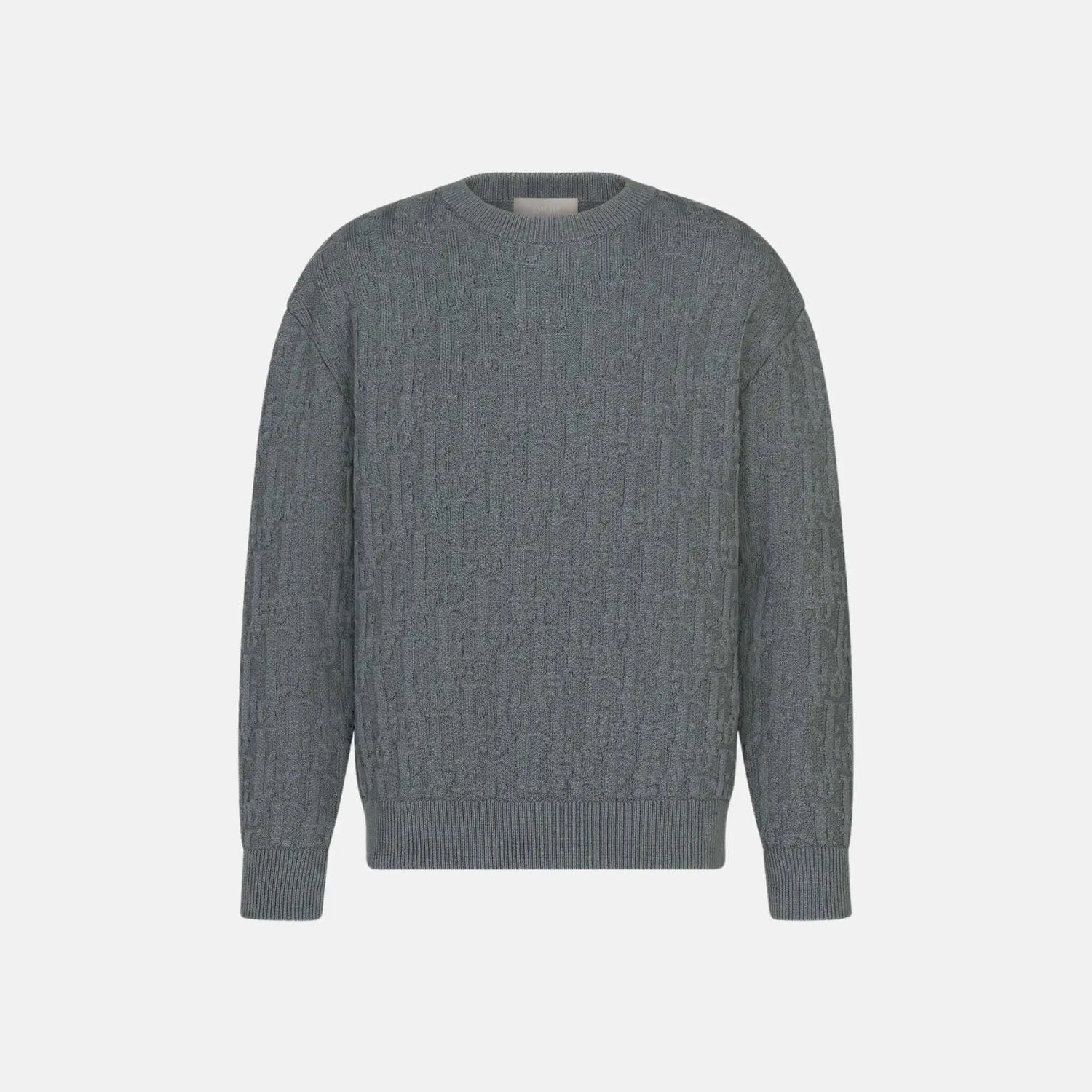 Dior Oblique Sweater In Cotton Blend Jacquard, Gray, Front