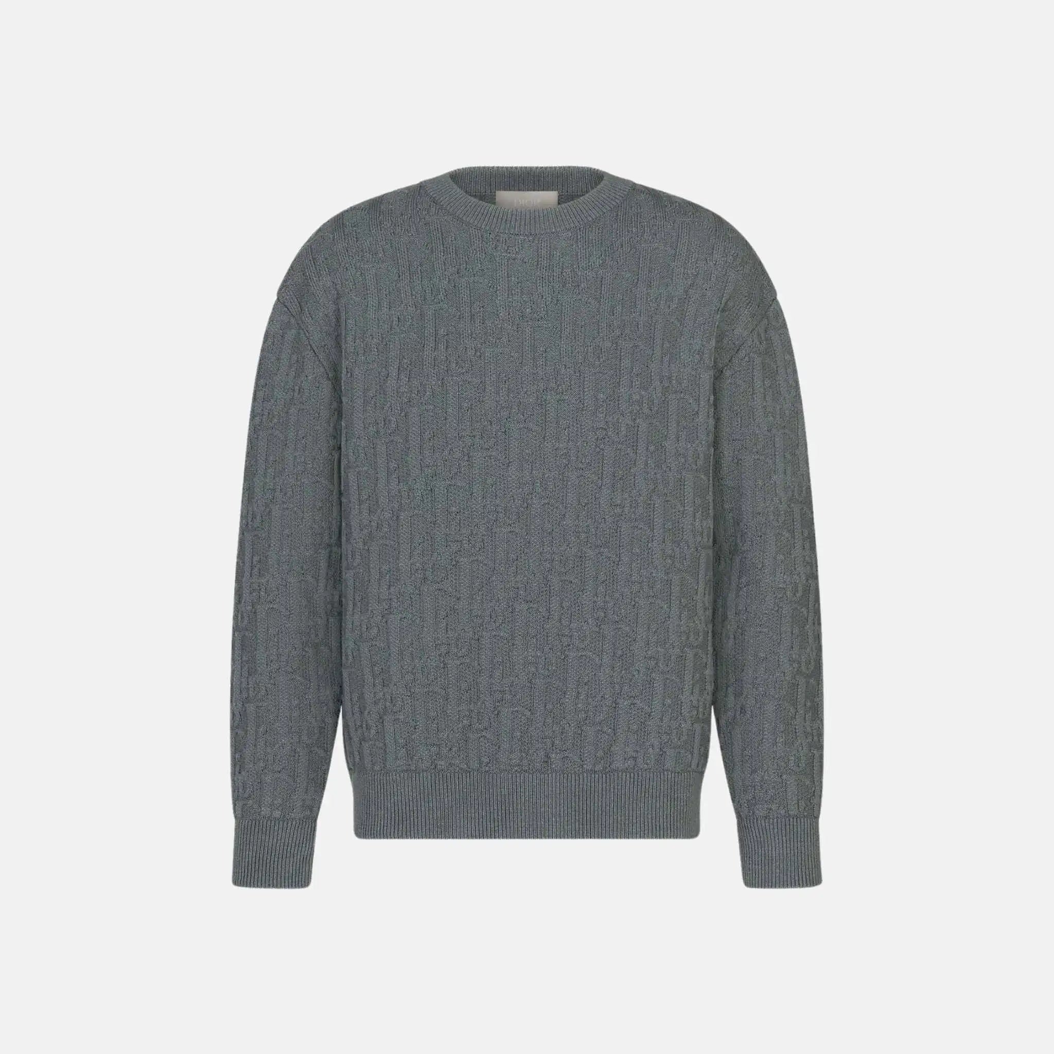 Dior Oblique Sweater In Cotton Blend Jacquard, Gray, Front