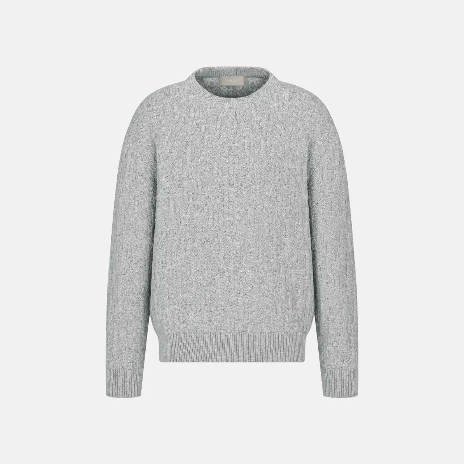 Dior Oblique Sweater In Cotton Blend Jacquard, Light Gray, Front