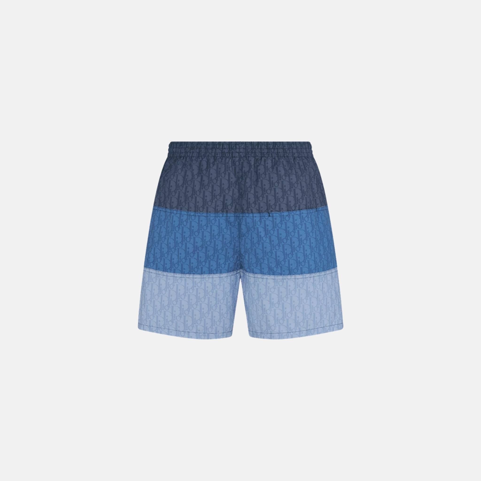 Dior Oblique Swim Shorts In Color Block Technical Fabric, Back