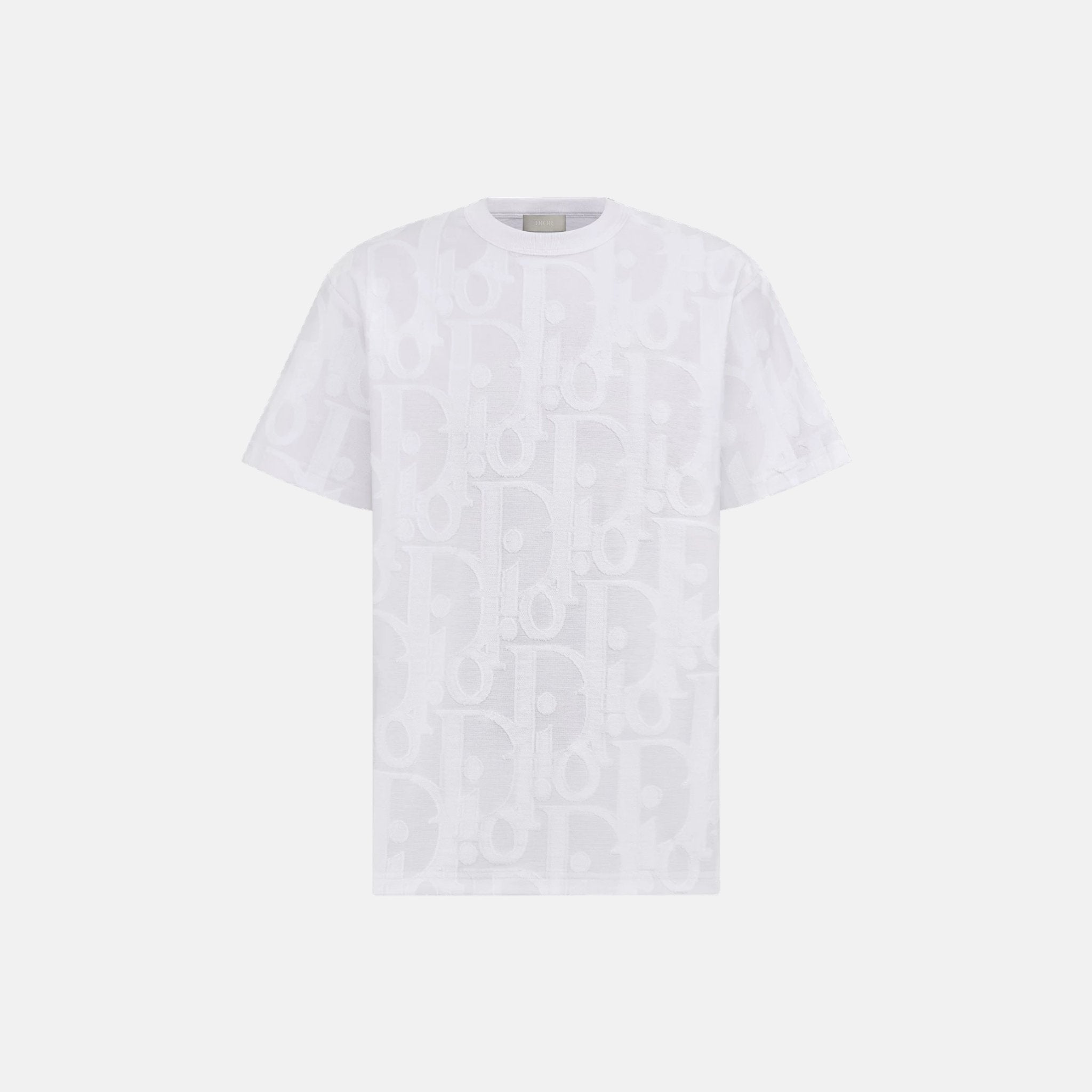 Dior Oblique T Shirt Relaxed Fit In Cotton Jersey, Deep White, Front