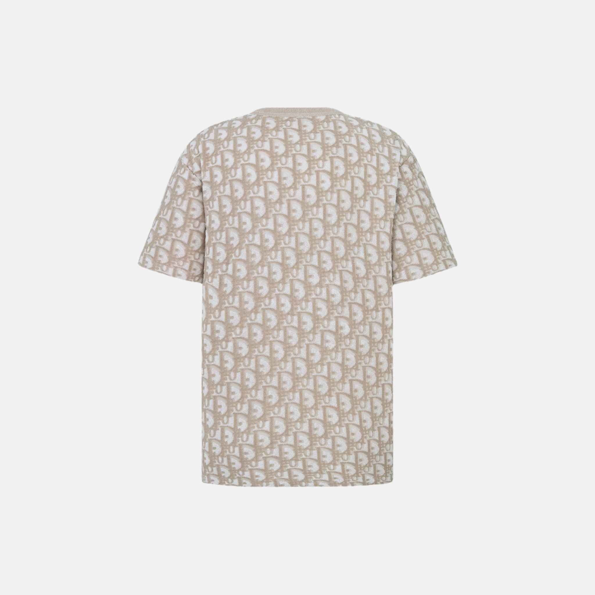 Dior Oblique T Shirt Relaxed Fit In Terry Cotton Jersey, Beige, Back