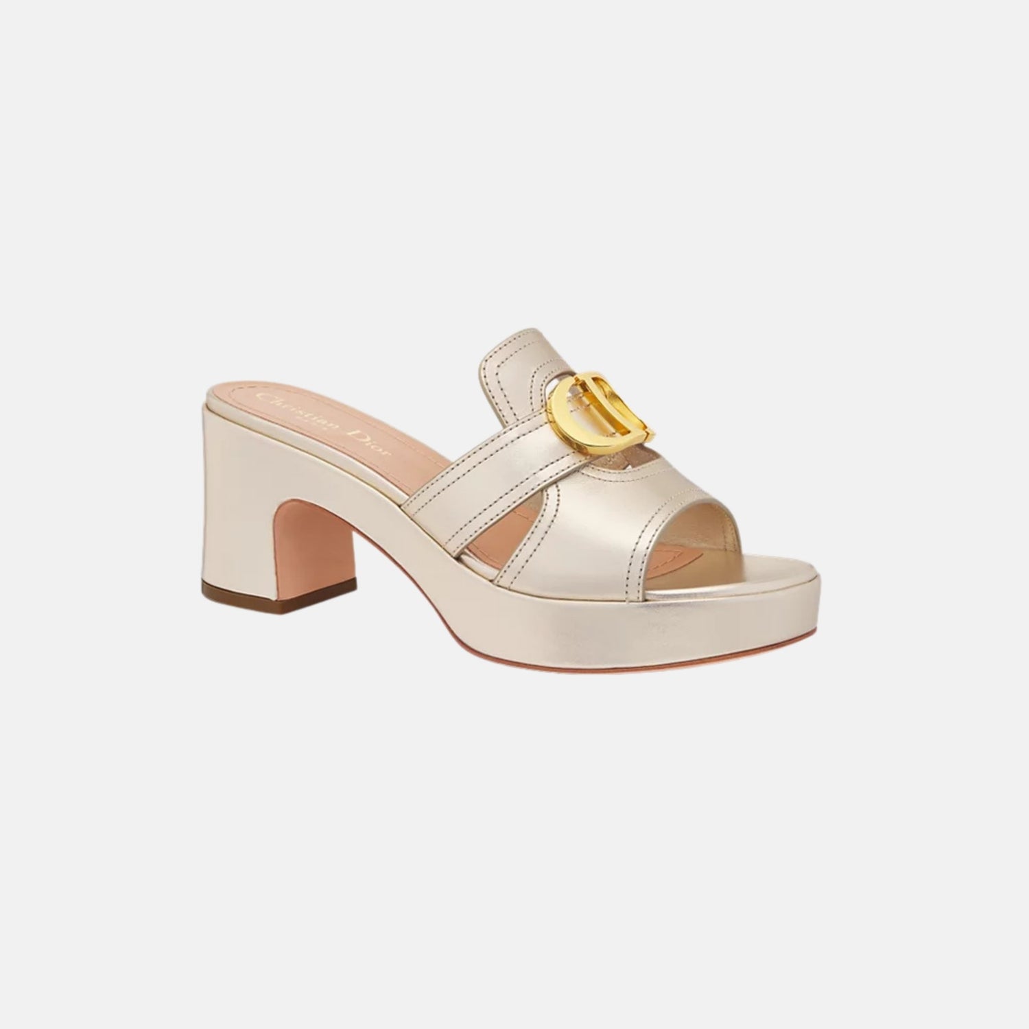 صندل Or 30 Montaigne Platform من جلد عجل مطلي