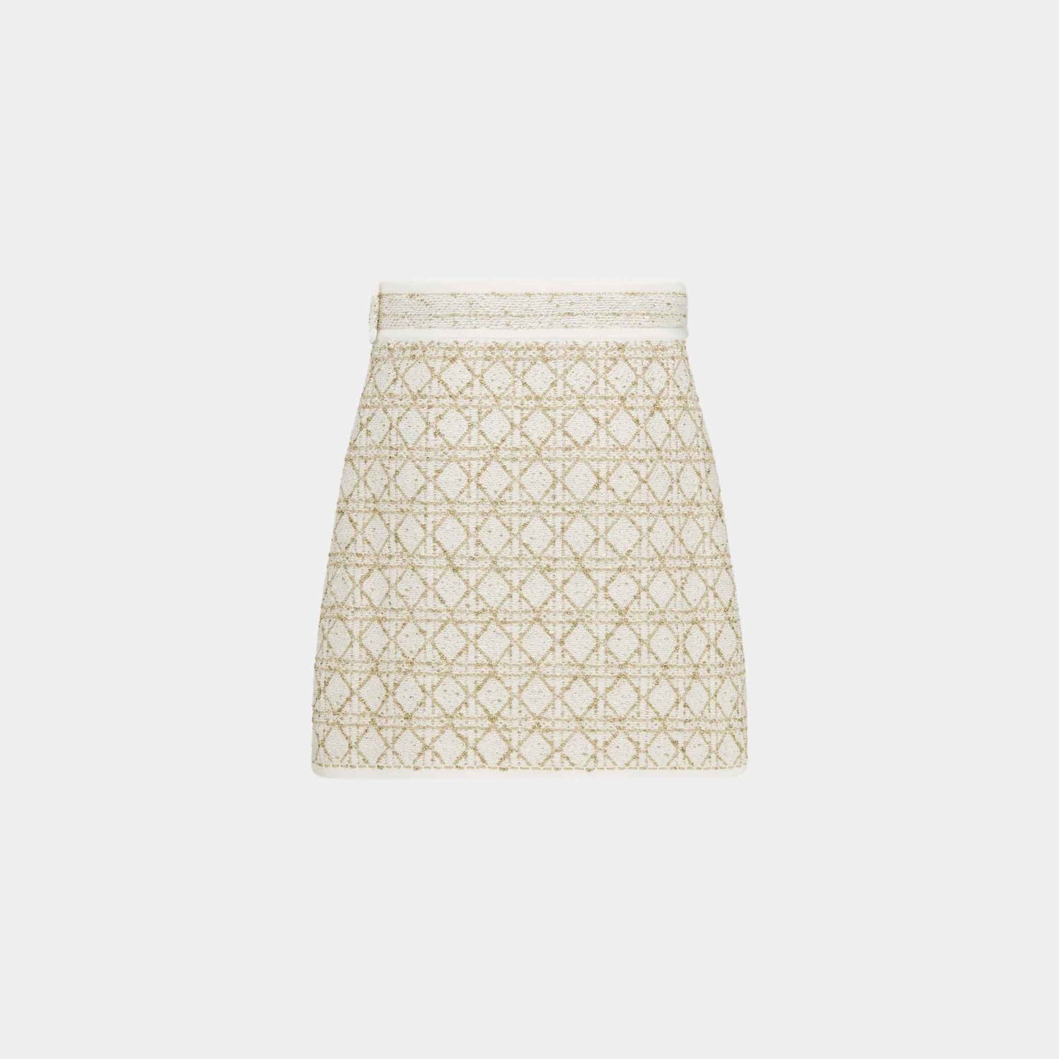 Dior Or Cannage Miniskirt White and Gold-Tone Cotton-Blend Tweed, Back