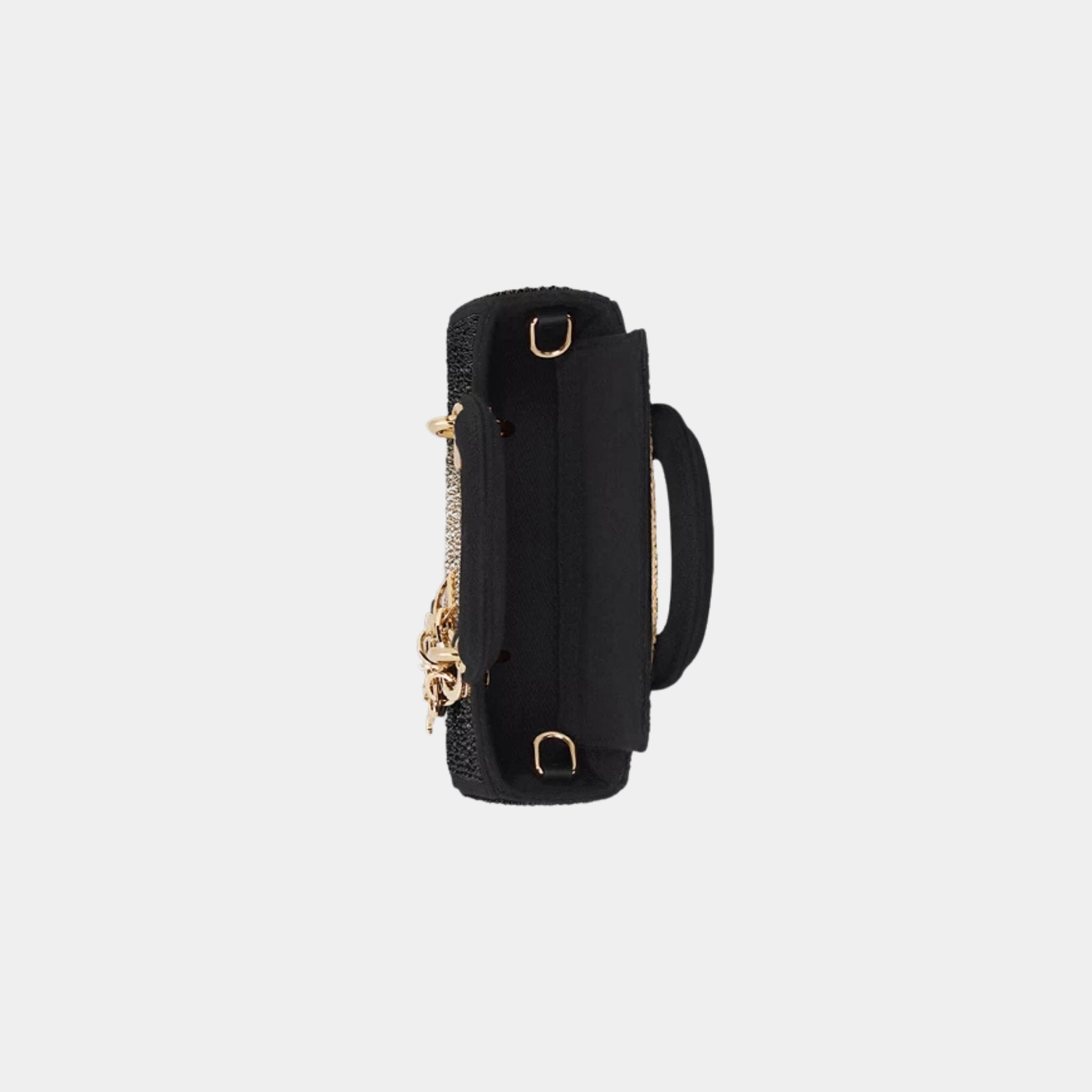 Dior Or Lady D-Joy Micro Bag with Gold-Tone and Black Strass, Top