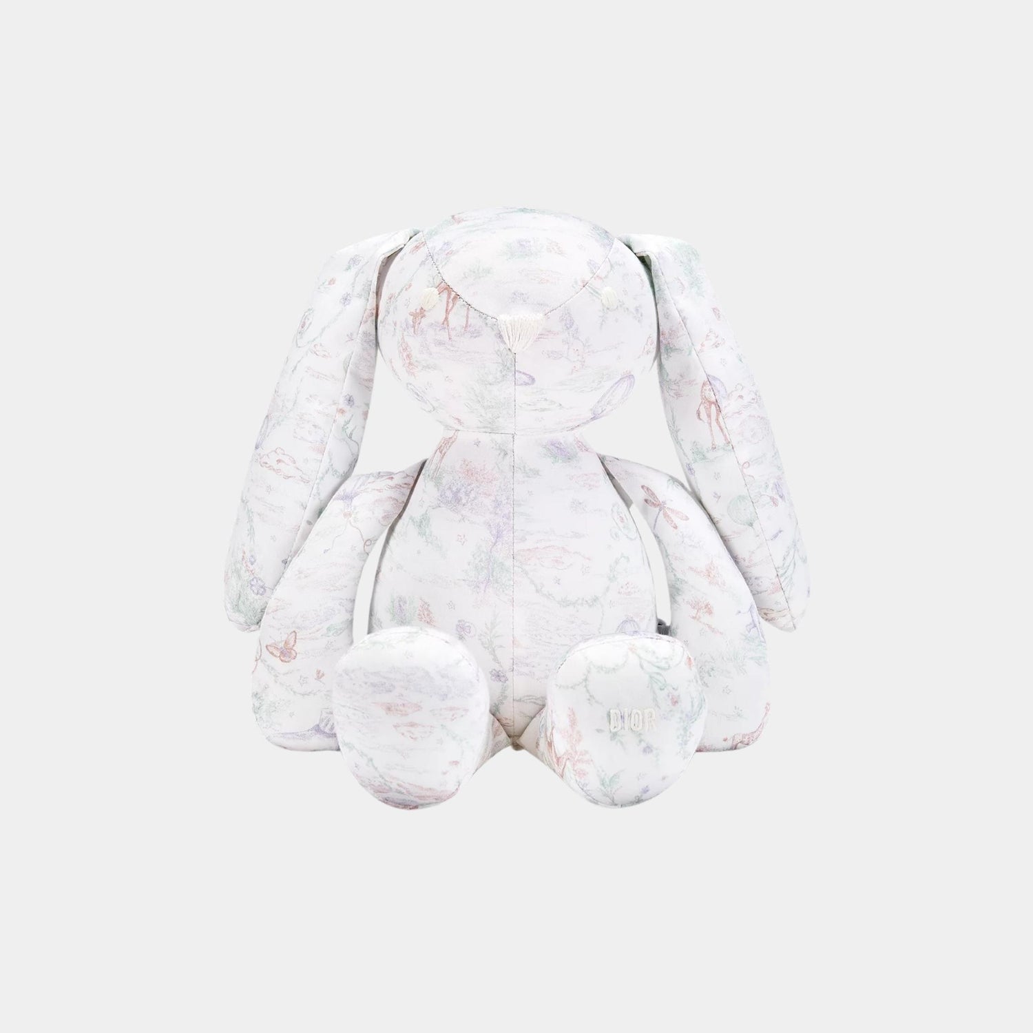 Rabbit Soft Toy Ivory Toile de Jouy Pastel Cotton Poplin