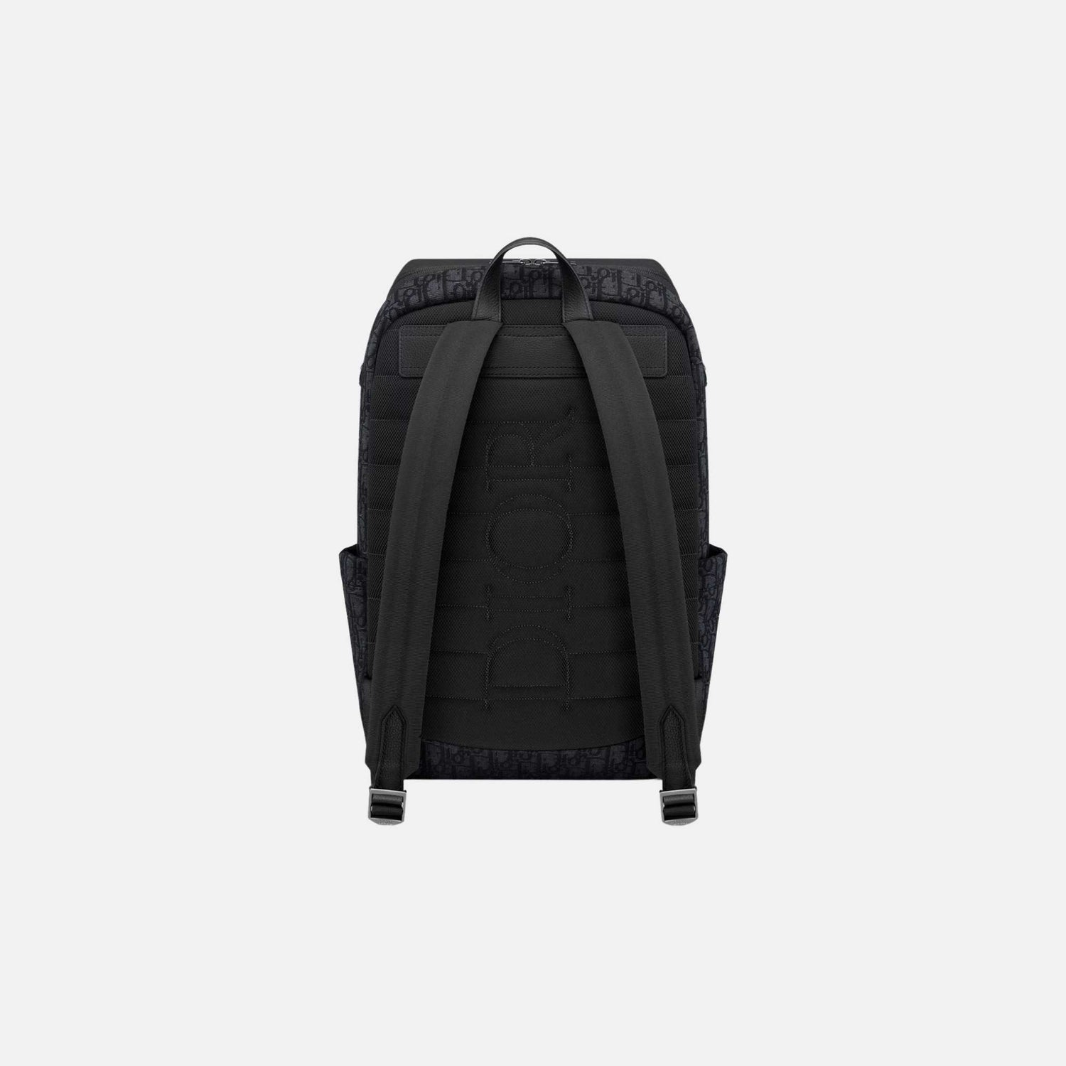 Dior Rider Soft Zipped Backpack In Oblique Jacquard And Grained Calfskin, Black, Back