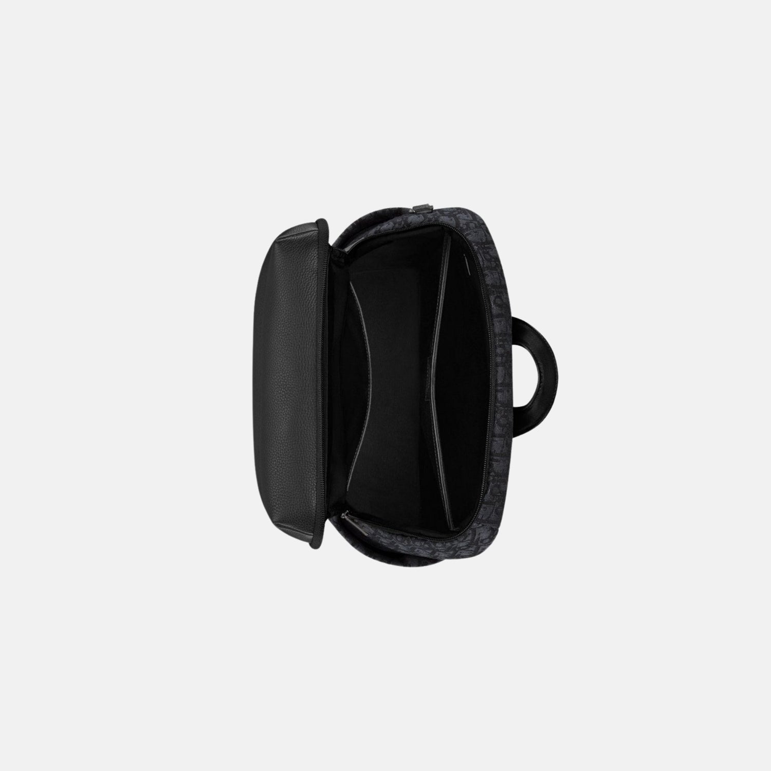 Dior Rider Soft Zipped Backpack In Oblique Jacquard And Grained Calfskin, Black, Inside