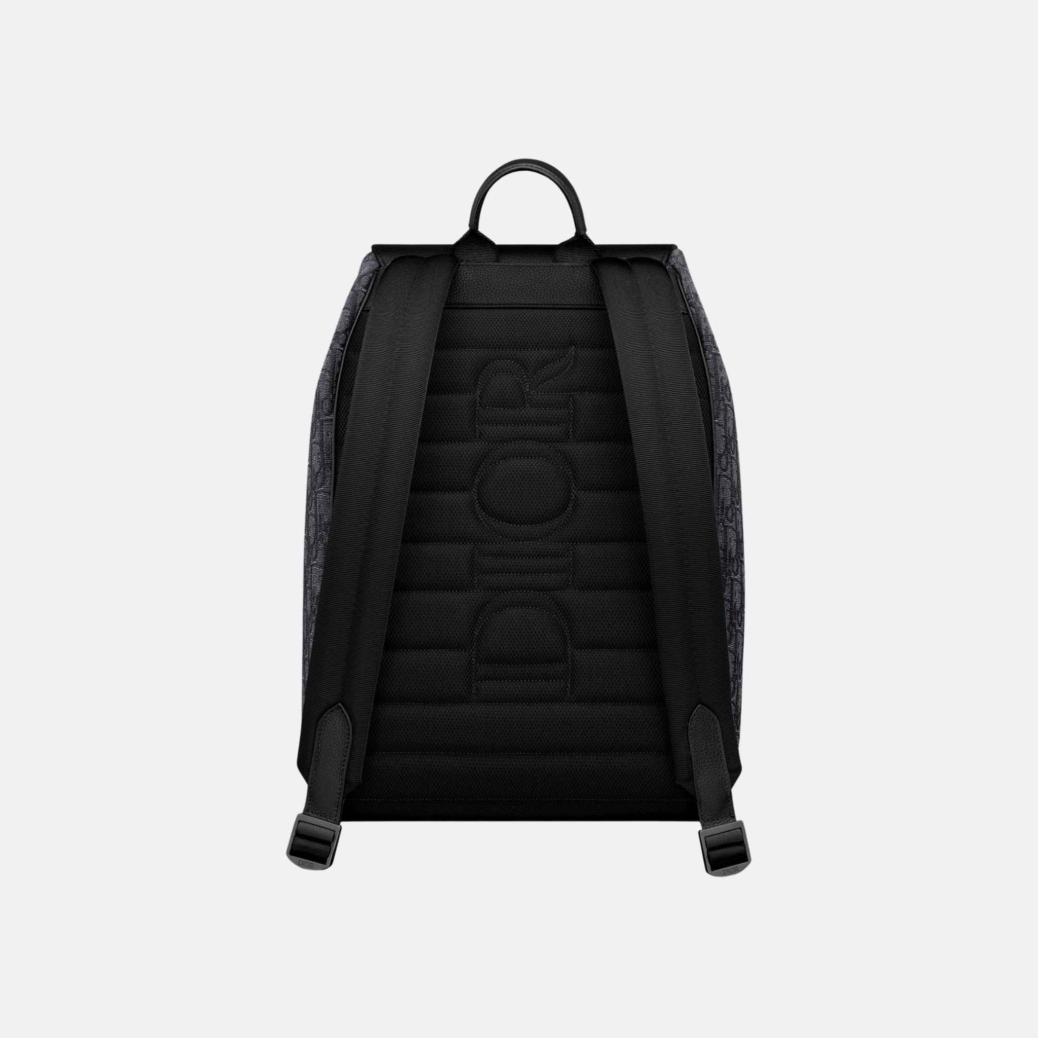 Dior Saddle Backpack With Flap In Oblique Jacquard And Grained Calfskin, Beige, Back