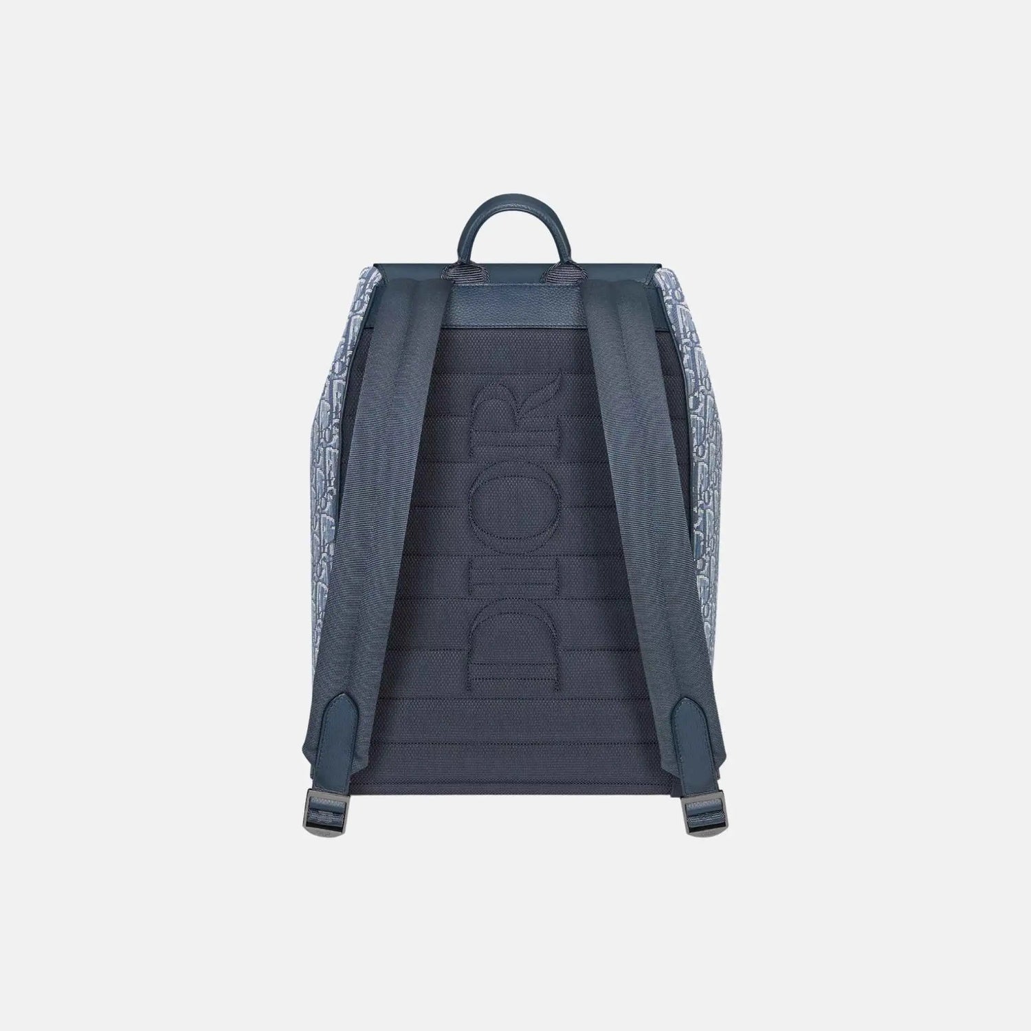 Dior Saddle Flap Backpack in Oblique and Grained Calfskin, Blue, Back