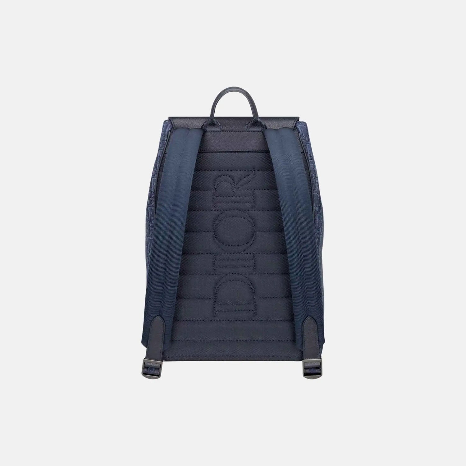 Dior Saddle Flap Backpack in Oblique and Grained Calfskin, Navy Blue, Back