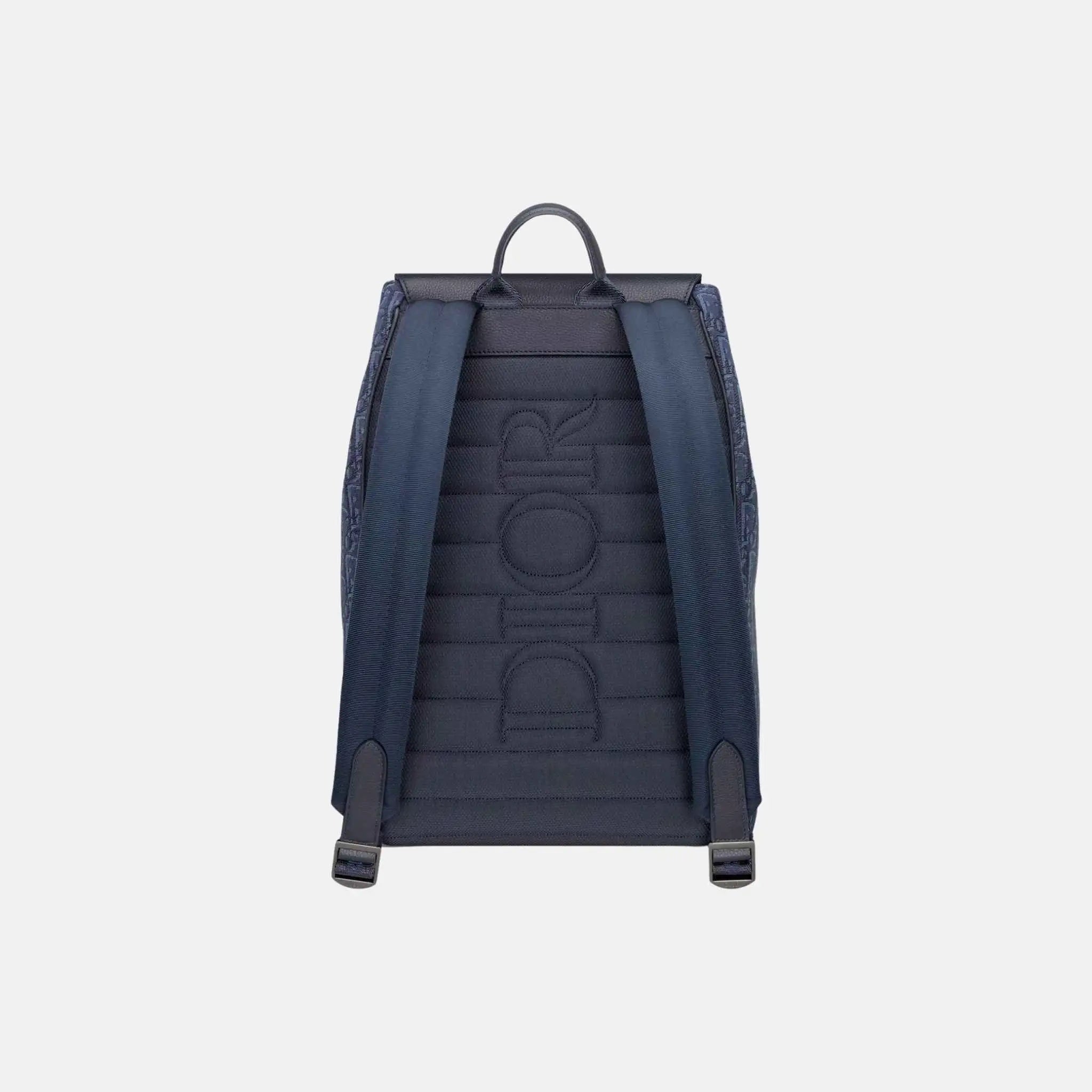 Dior Saddle Flap Backpack in Oblique and Grained Calfskin, Navy Blue, Back