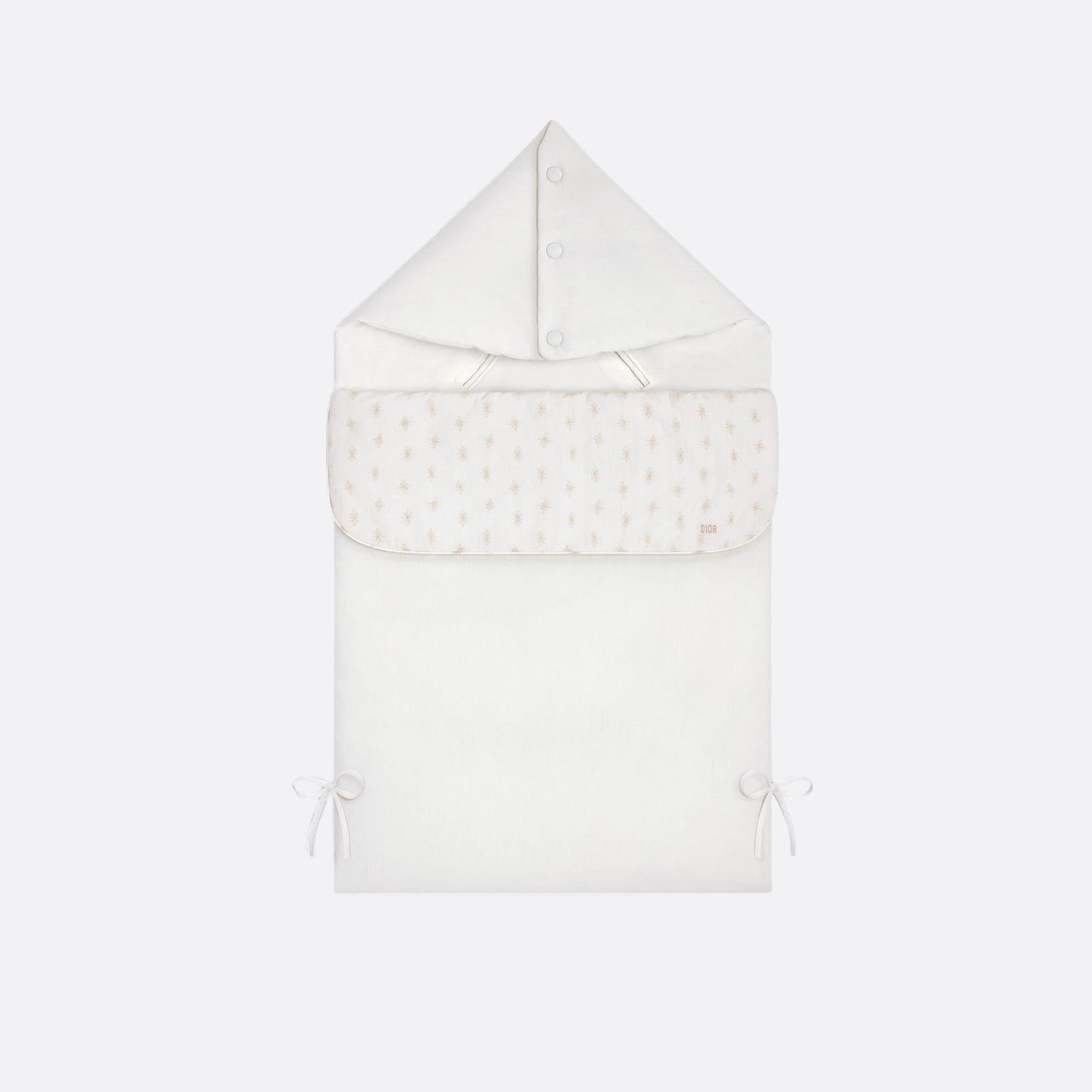 Dior Sleeping Bag Ivory Cotton Poplin Gold Tone Jacquard Star Motif, FrontView