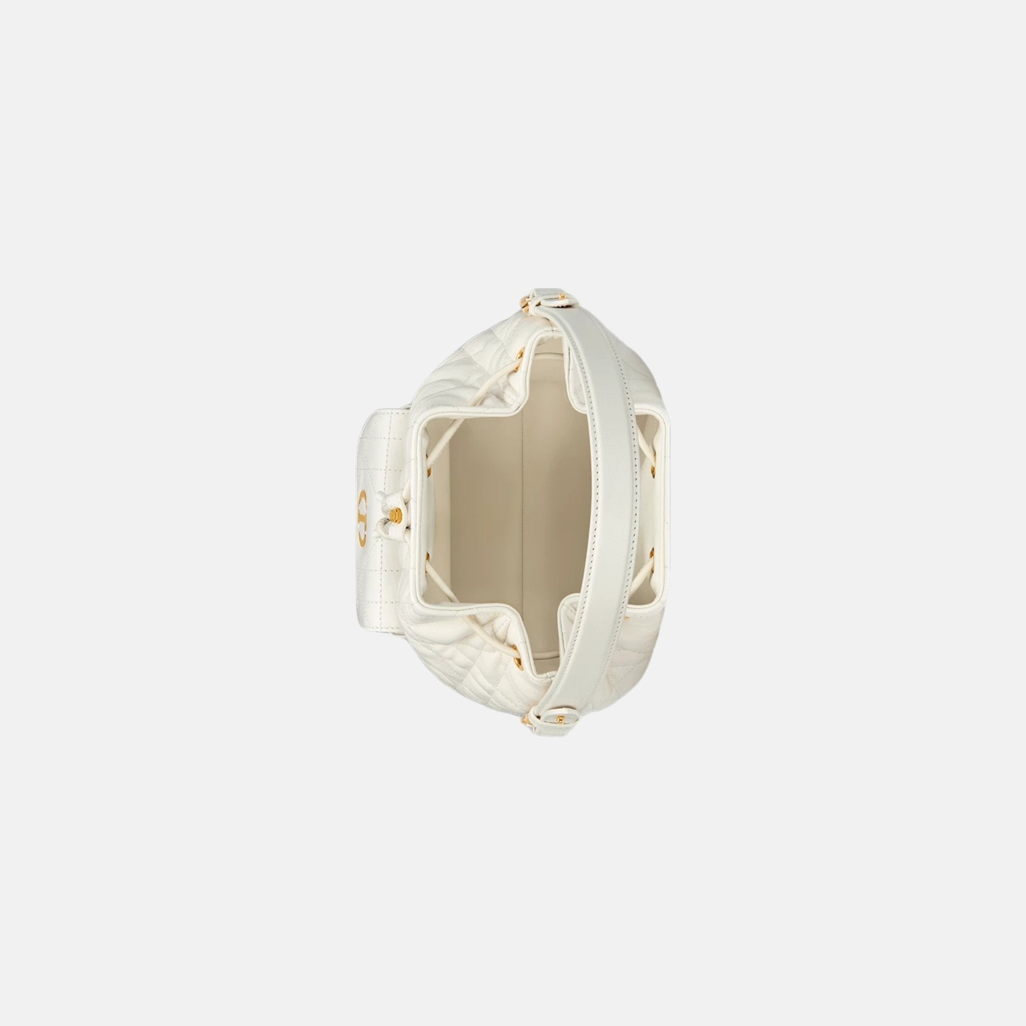 Dior Small Caro Bucket Bag In Macrocannage Lambskin, Latte, Inside