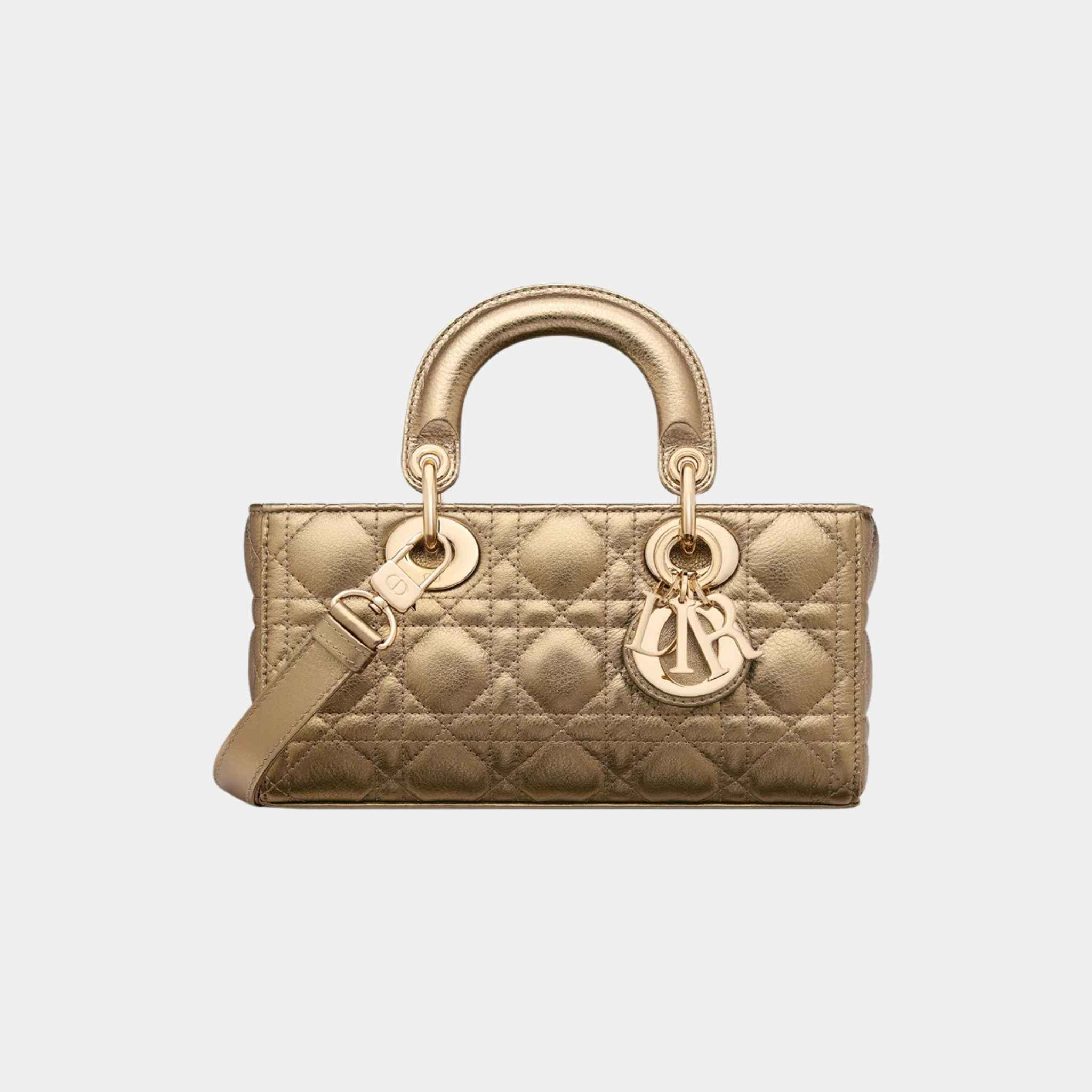 Dior Small Lady D-Joy Bag Cannage Calfskin, Bronze, Front