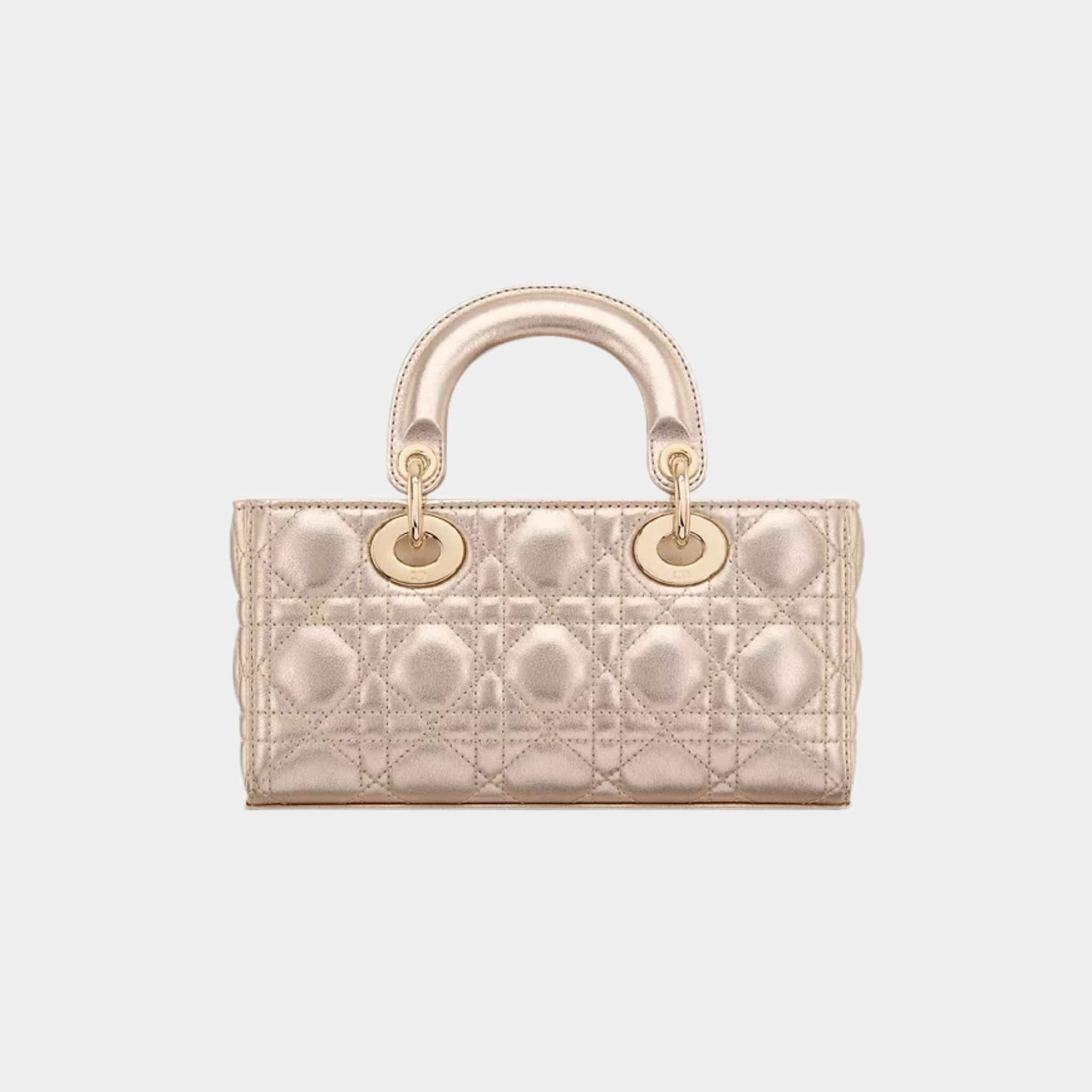 Dior Small Lady D-Joy Bag Cannage Calfskin, Pale Gold, Back