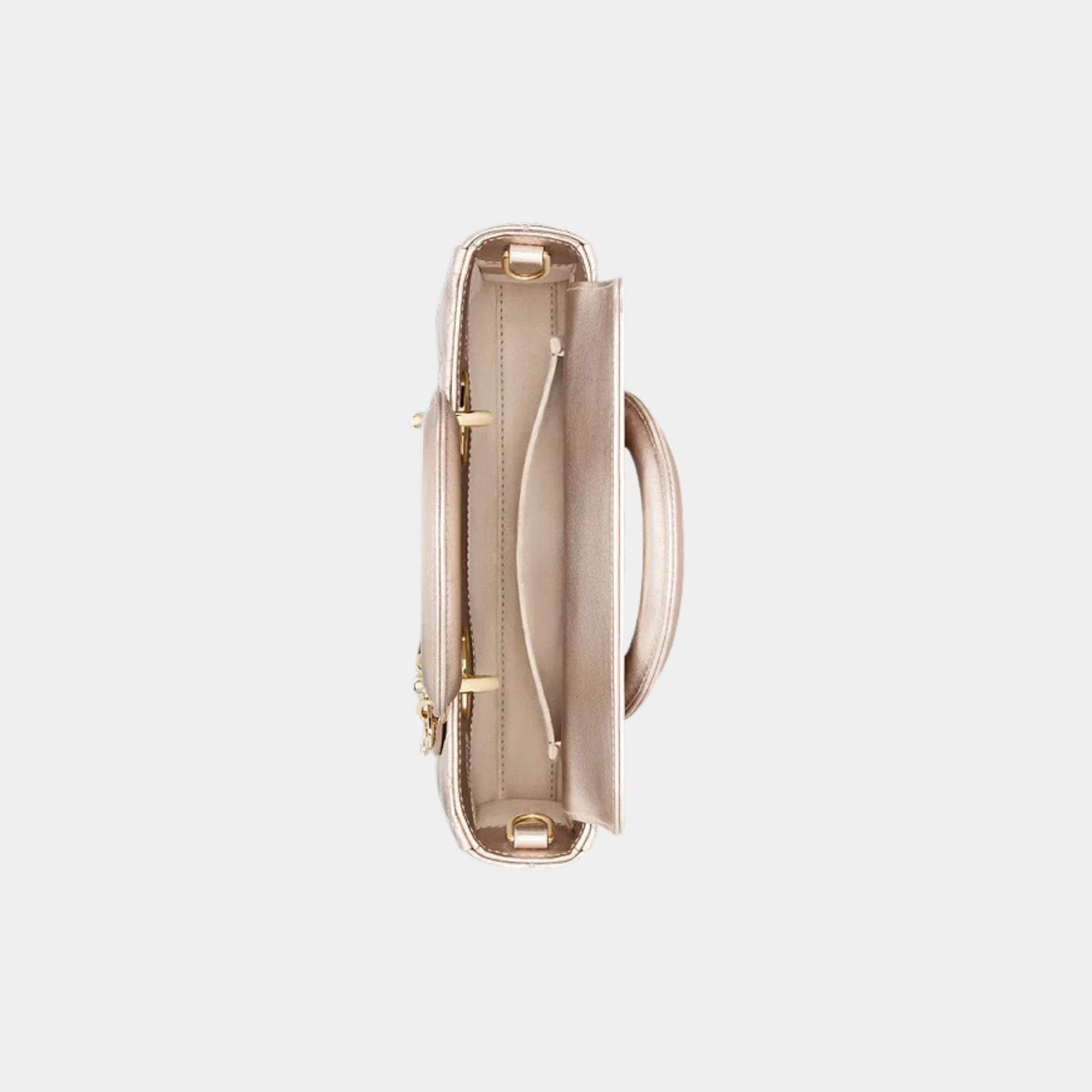 Dior Small Lady D-Joy Bag Cannage Calfskin, Pale Gold, Top