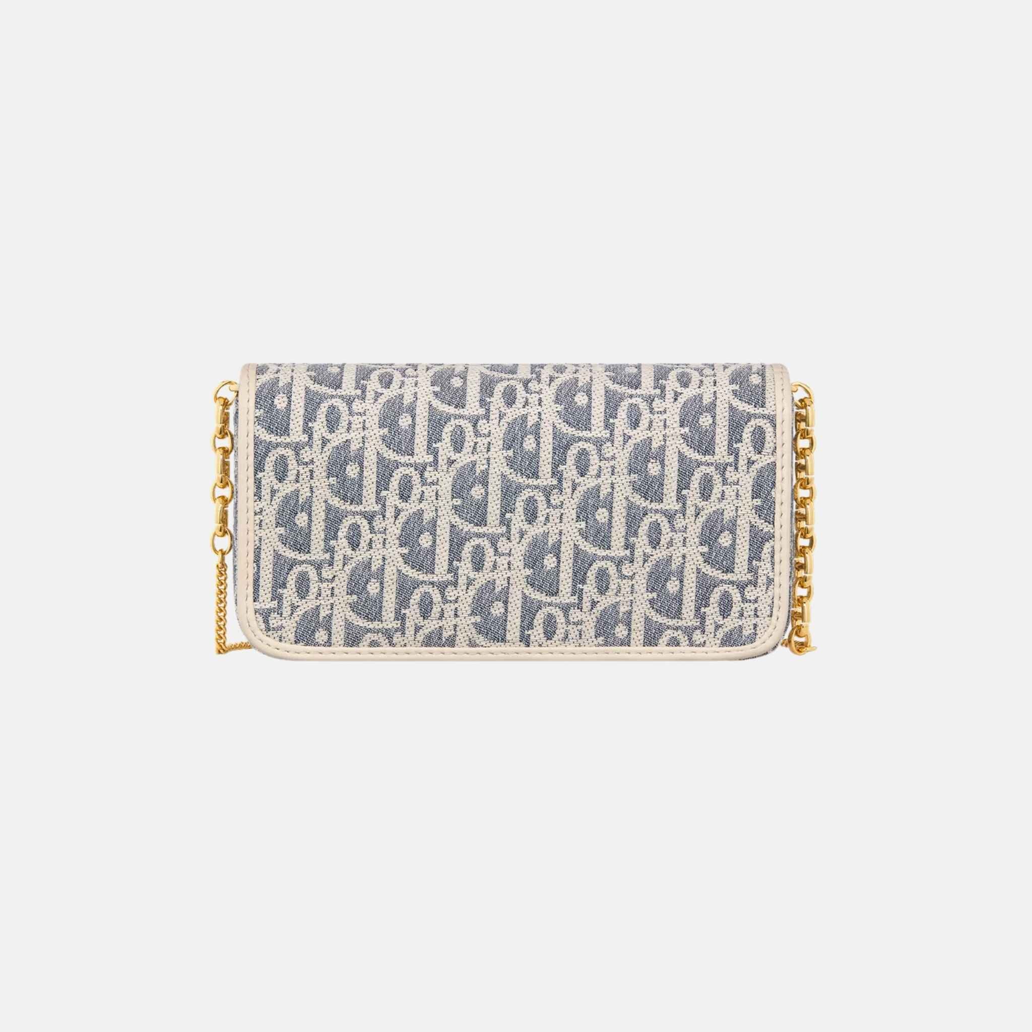 Dior Small Miss Caro Pouch With Chain In Dior Oblique And Calfskin, Back