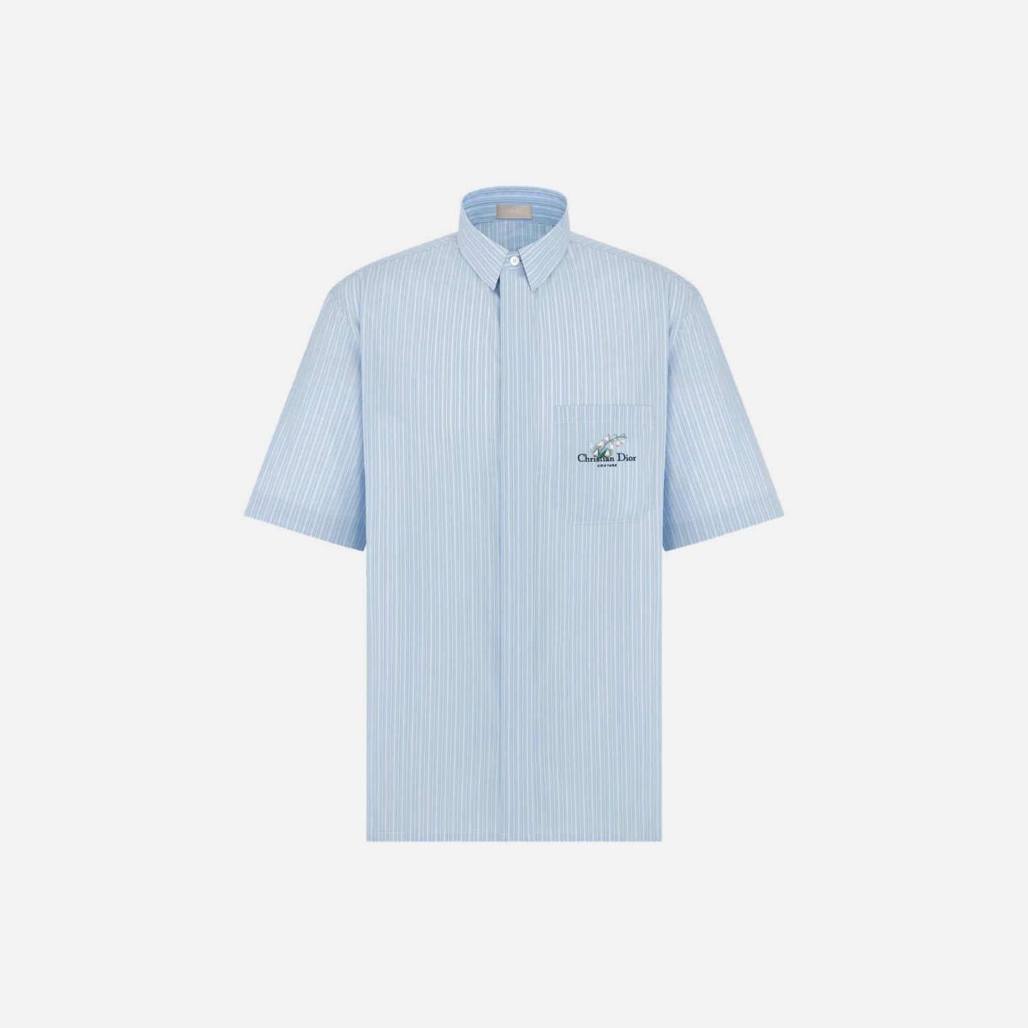 Dior Striped Short Sleeved Shirt With Lily Of The Valley Embroidery,  Front