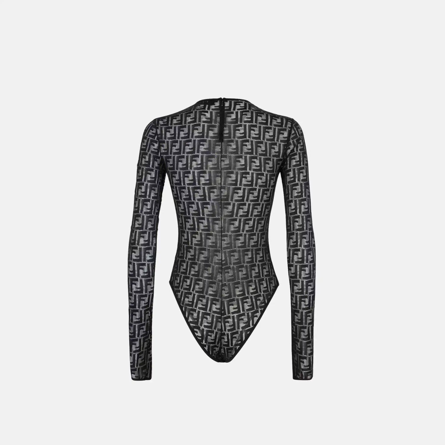 Fendi Body In Lace With Long Sleeves, Black, Back