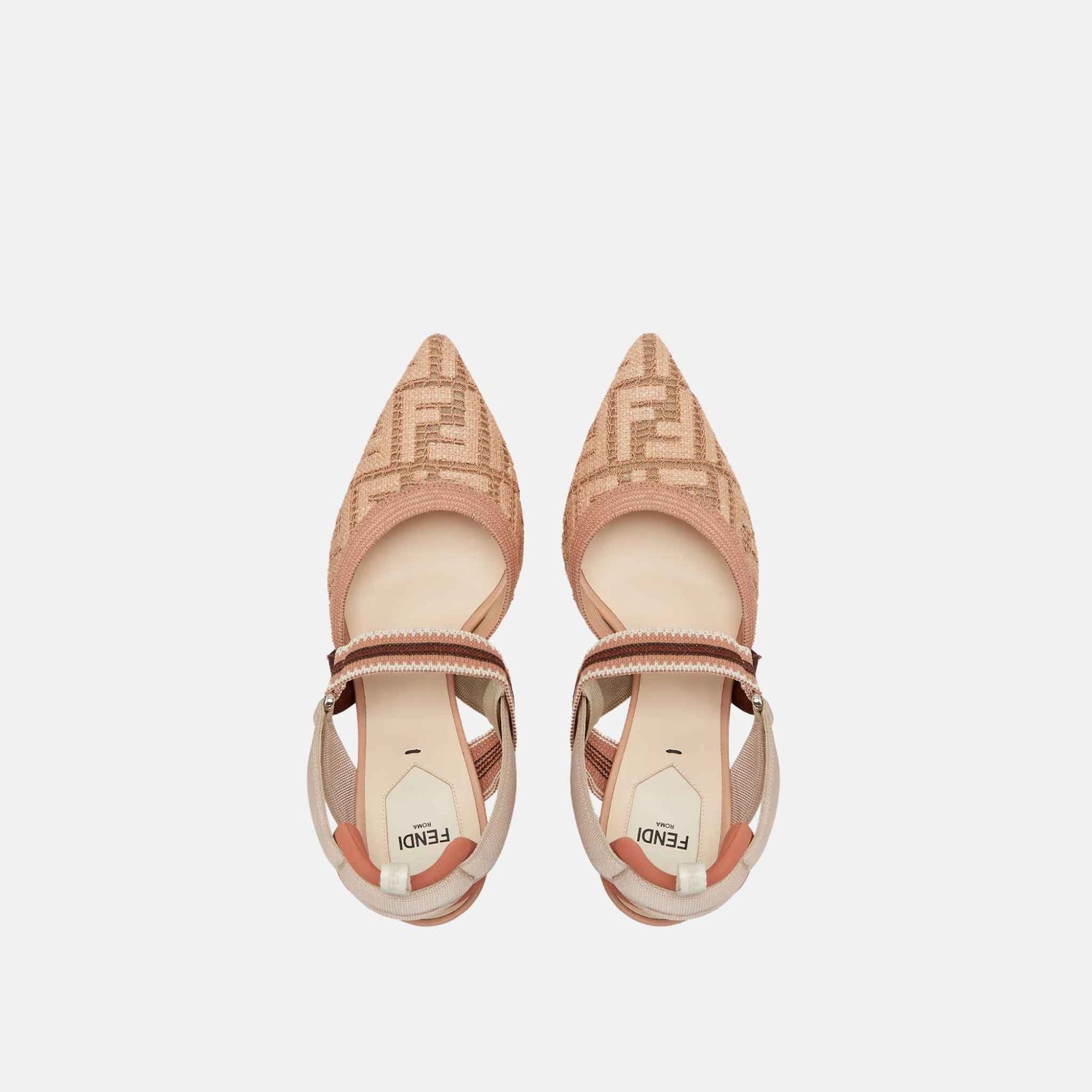 Fendi Colibri High Heeled Slingbacks In Embroidery, Pink, Top