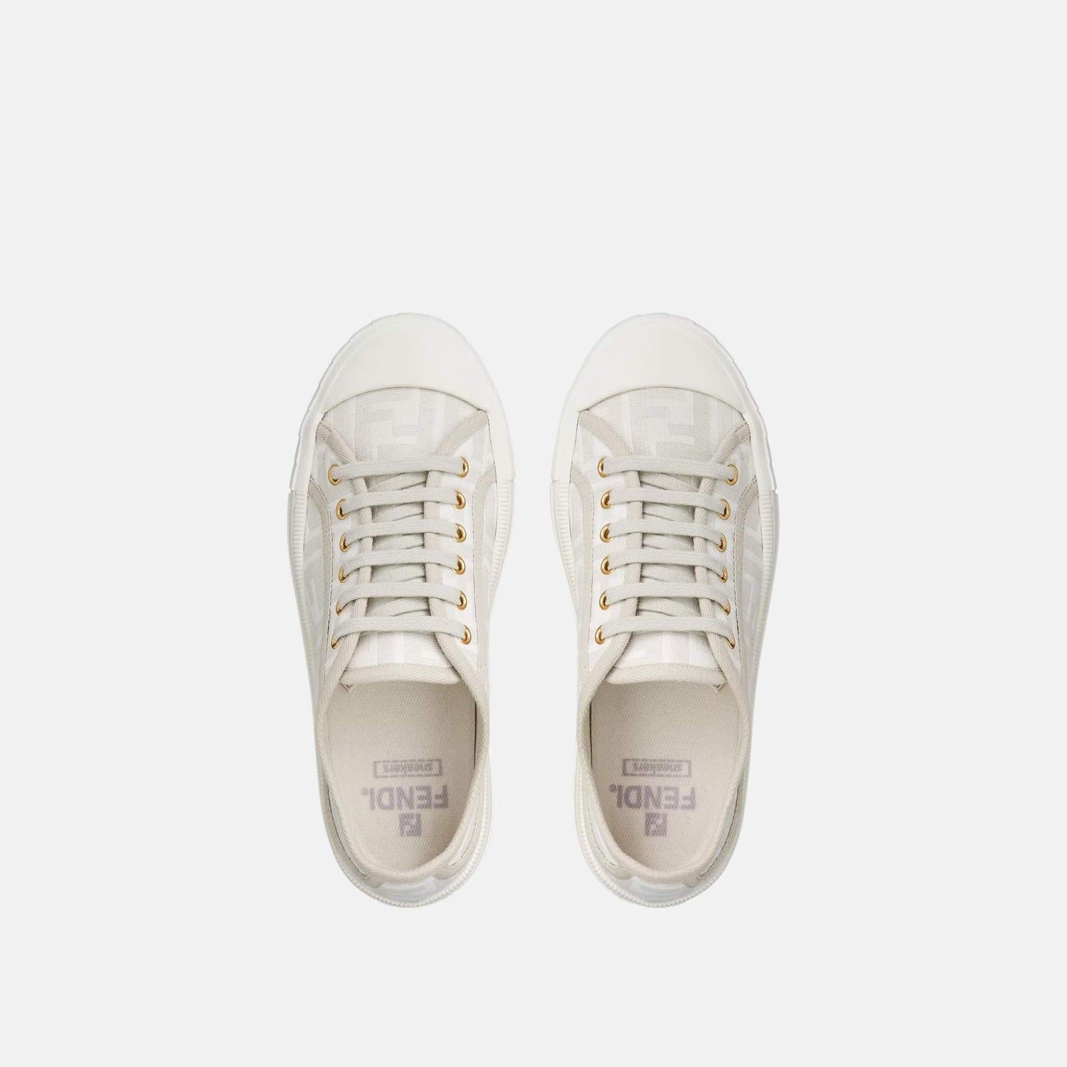 Fendi Domino Low Tops In FF Fabric, White, Top