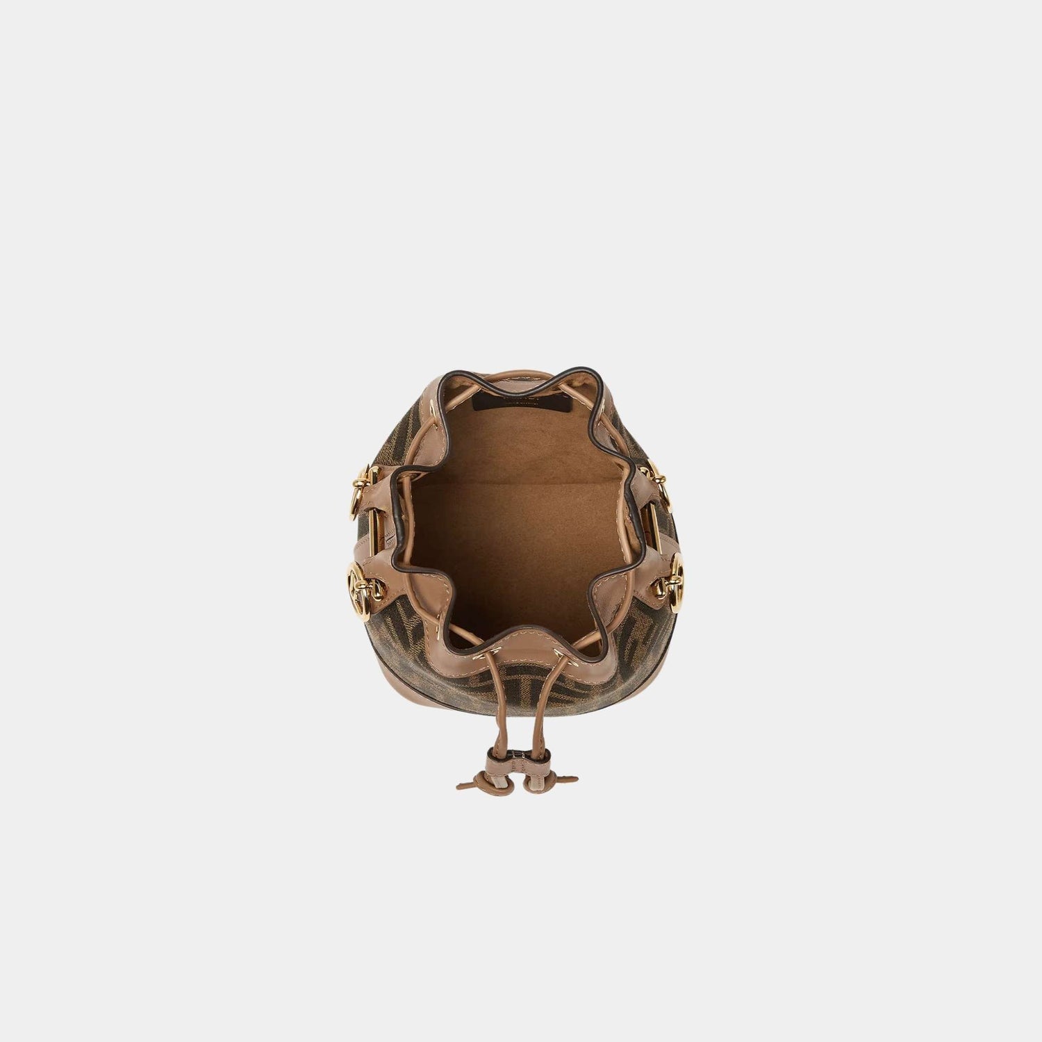 Mon Tresor Brown FF Fabric Mini-Bag, Top