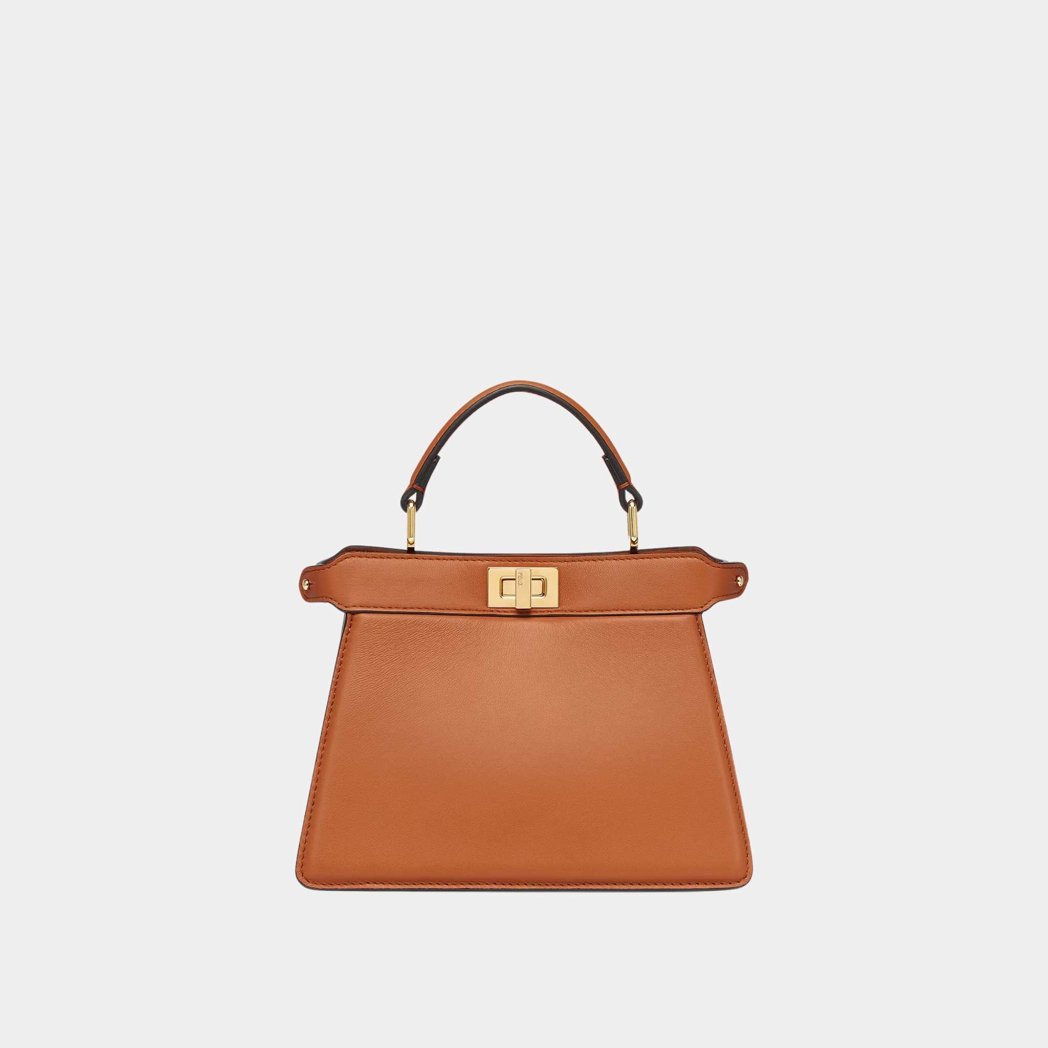 Fendi Peekaboo ISeeU Petite Padded Nappa Leather Bag, Brown, Front