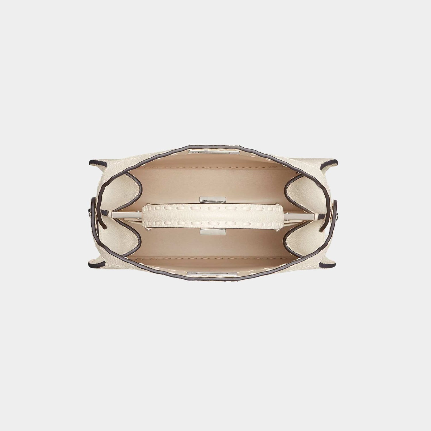 Fendi Peekaboo ISeeU Small Selleria Bag With 556 Hand-Sewn Stitches, Beige, Top