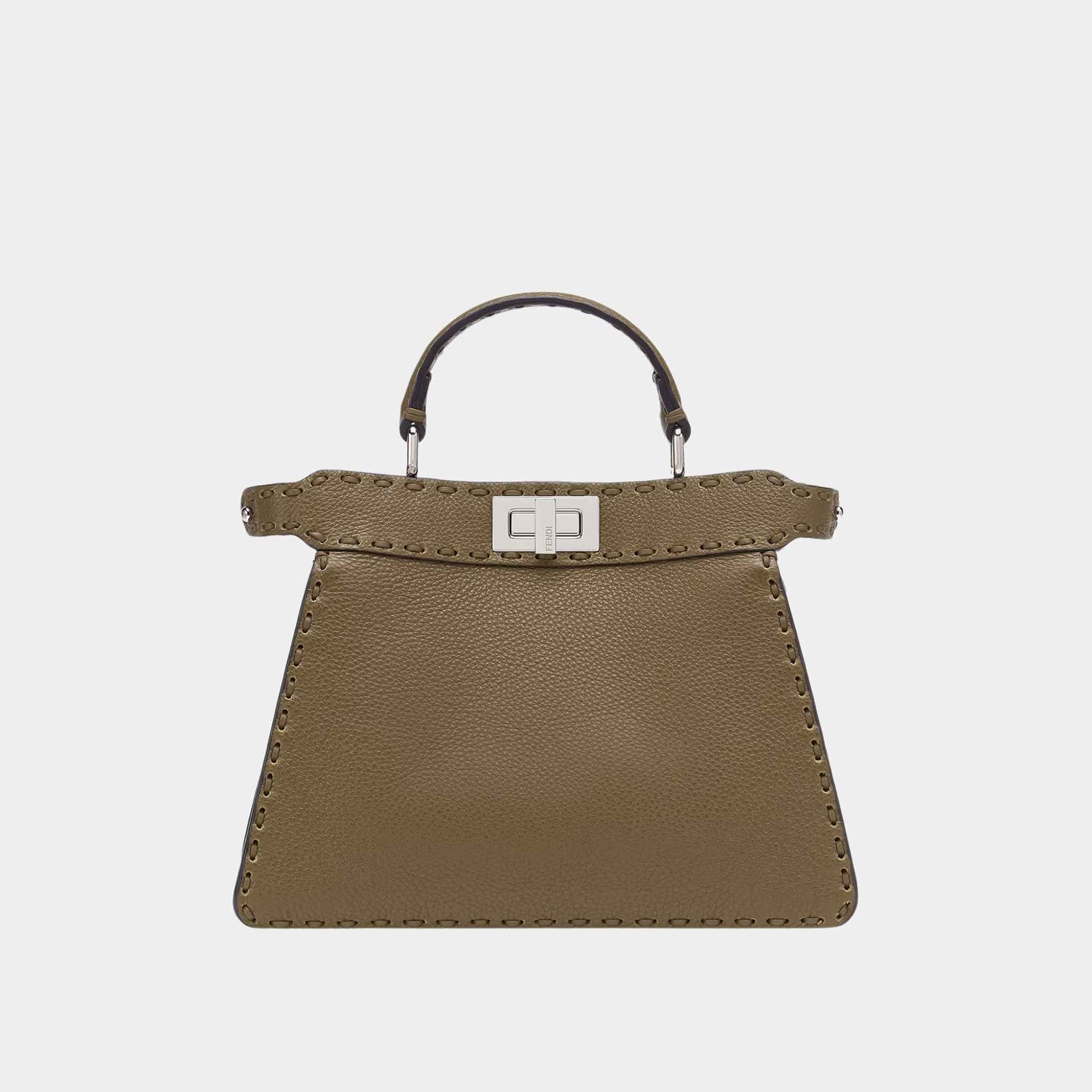 Fendi Peekaboo ISeeU Small Selleria Bag With 556 Hand-Sewn Stitches, Green, Front