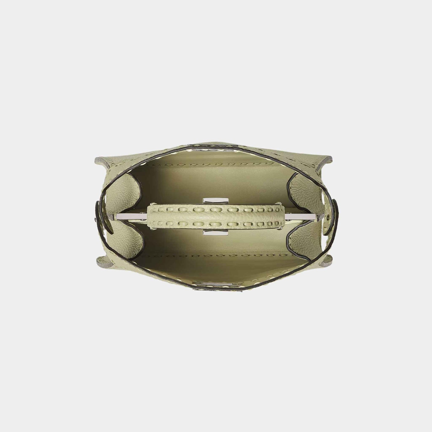 Fendi Peekaboo ISeeU Small Selleria Bag With 556 Hand-Sewn Stitches, Sage Green, Top