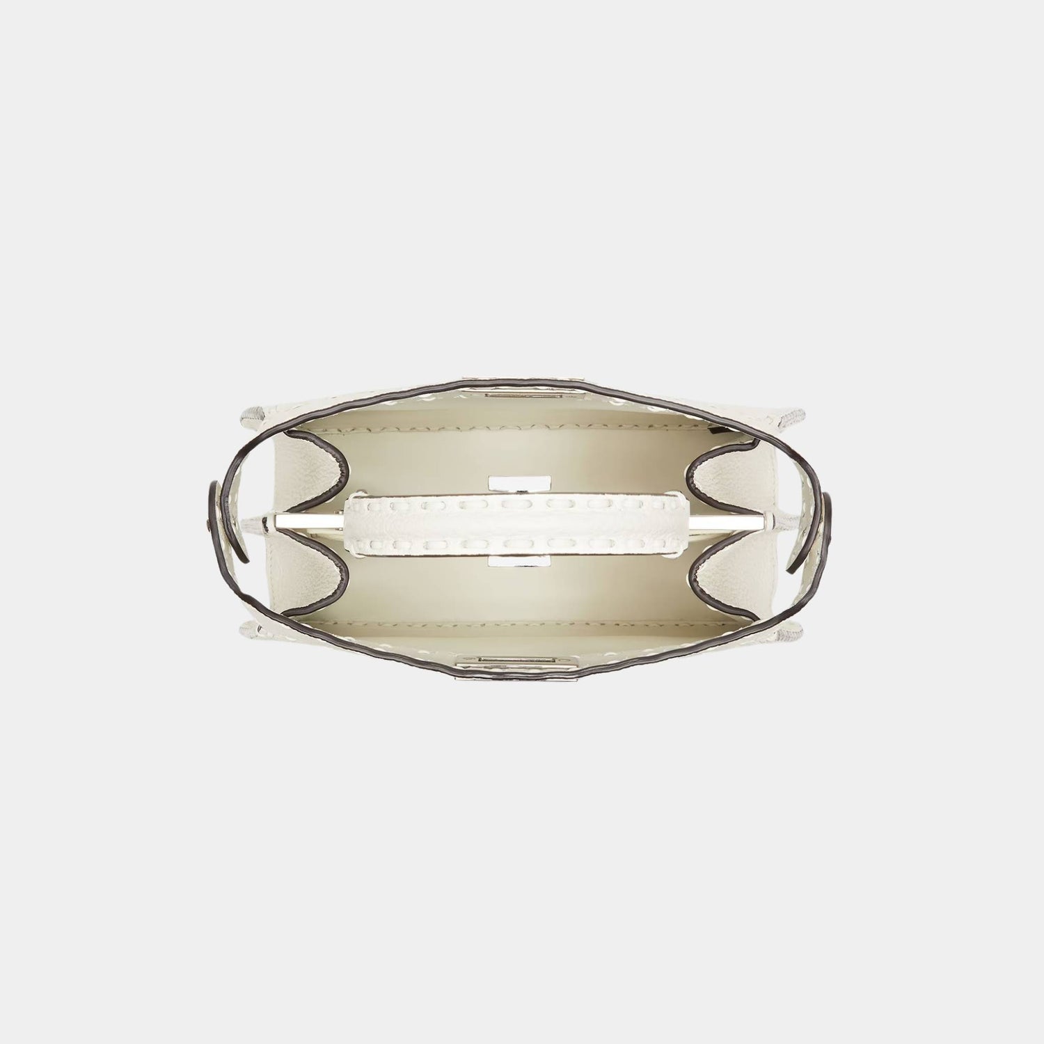 Fendi Peekaboo ISeeU Small Selleria Bag With 556 Hand-Sewn Stitches, White, Top