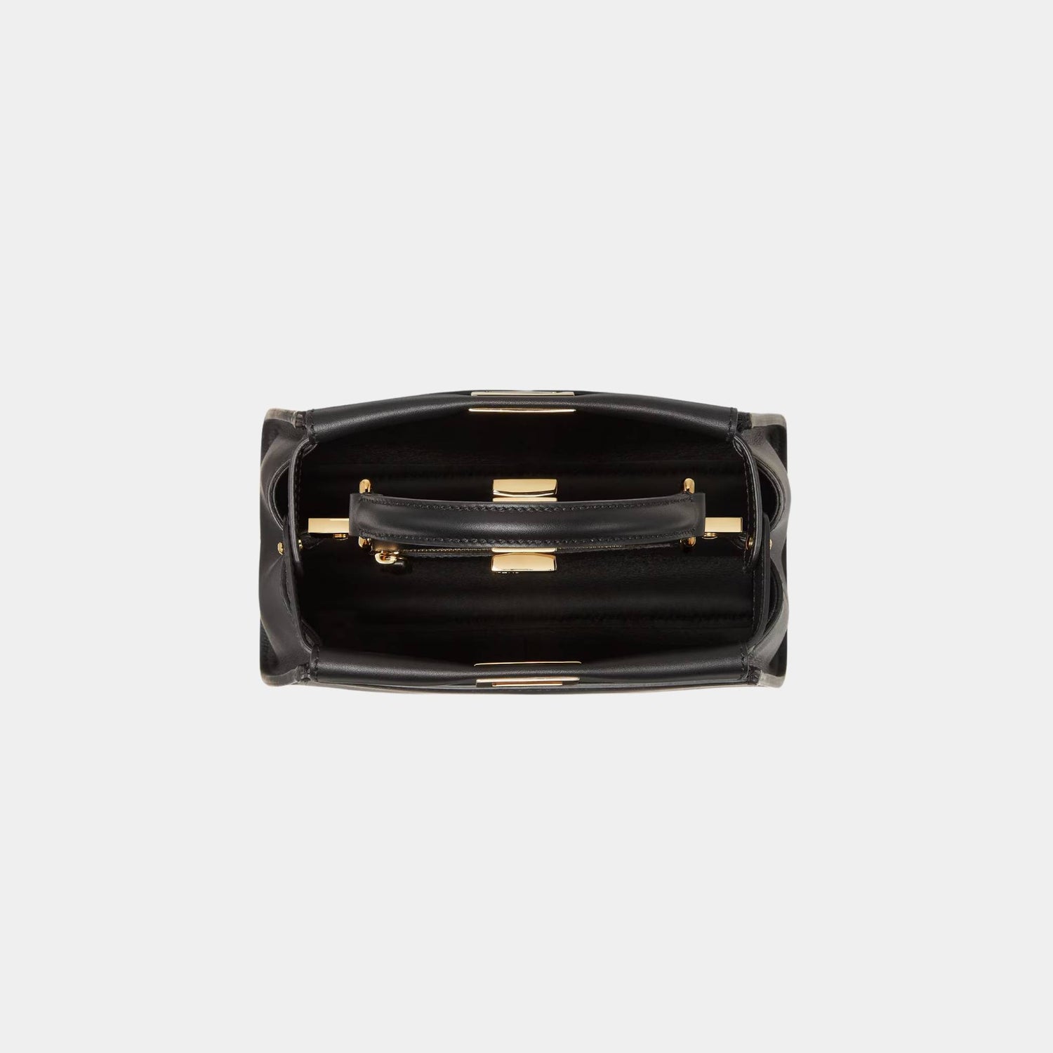 Fendi Peekaboo Mini Leather Bag, Black, Top