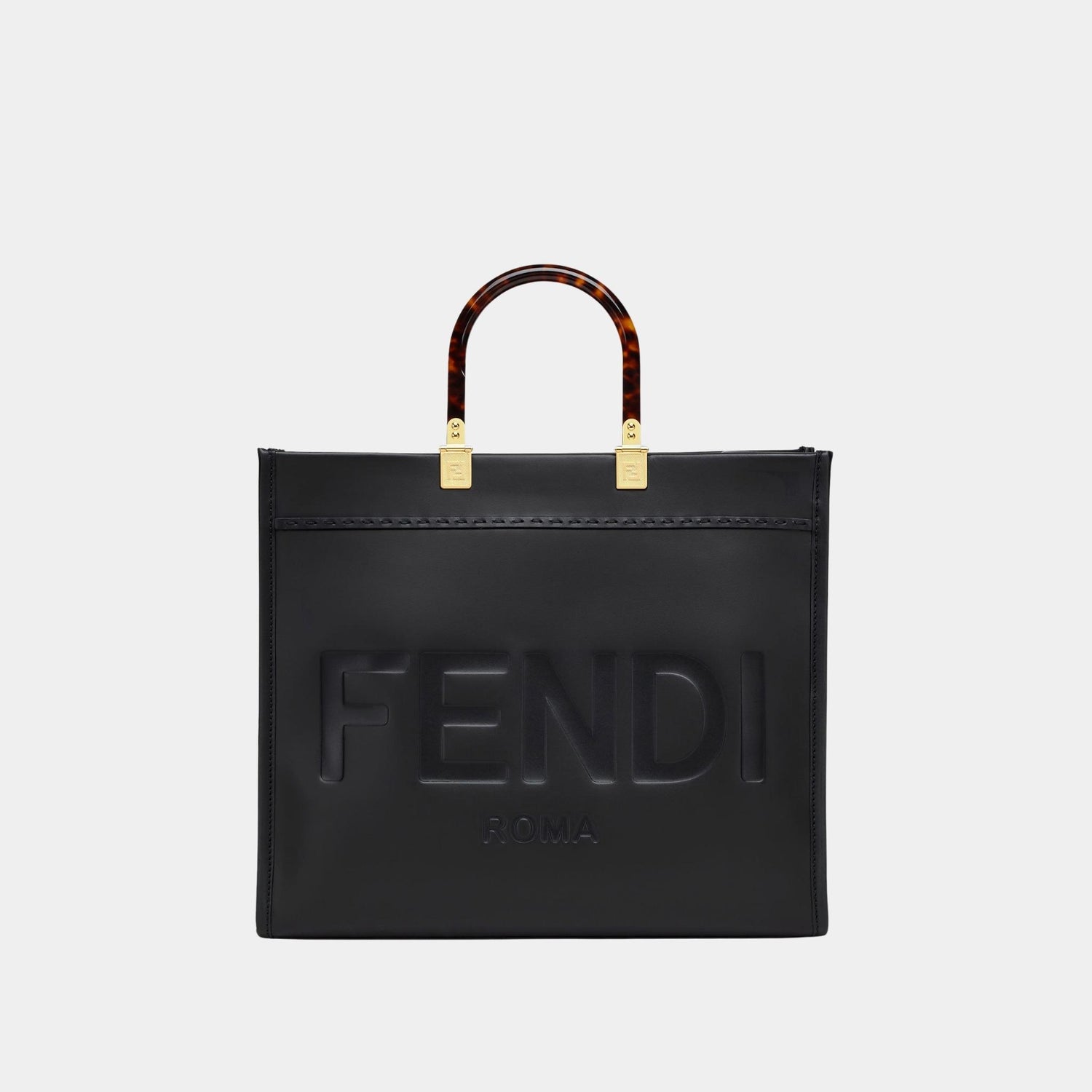 Fendi Sunshine Medium Leather Shopper, Black, Front